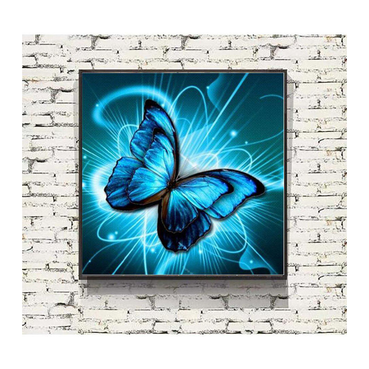 FIYO DIY Diamantmalerei Schmetterling Landschaft als Kreuzstich-Stickerei mit Strass, mehrfarbig, B/B: 30 x 30 cm - Bild 5