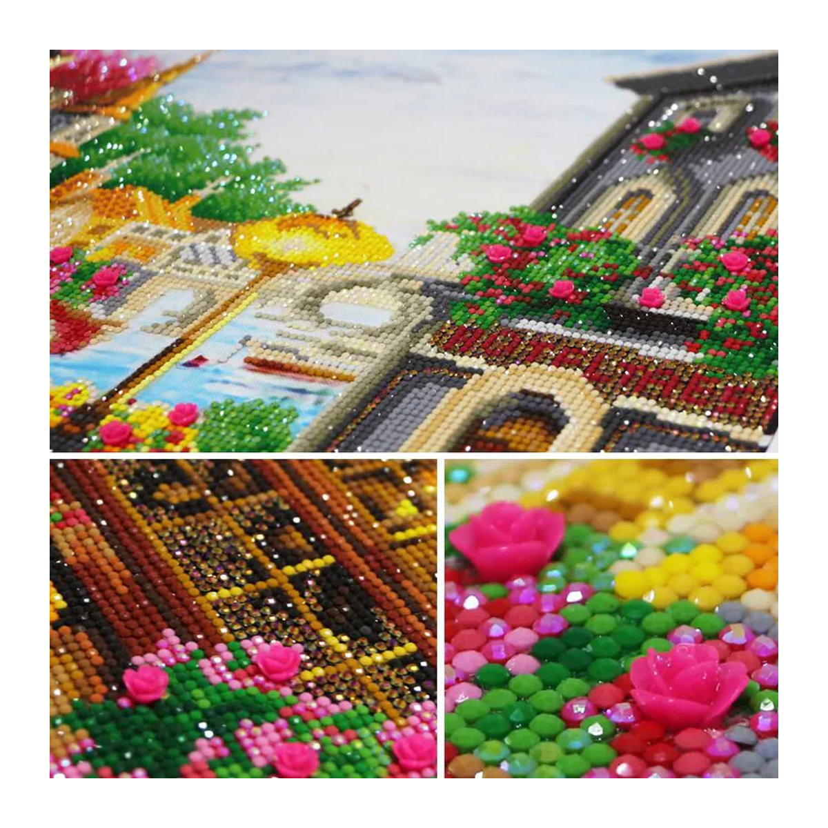FIYO DIY Diamantmalerei Set mit runden Strass Steinen für 5D Kreuzstich, Mehrfarbig, B/H: 30 x 20 cm - Bild 1
