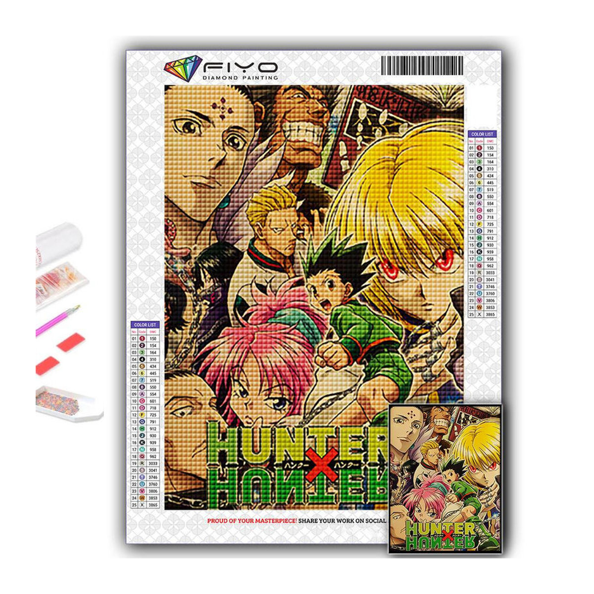 FIYO Hunter x Hunter Diamantmalerei DIY Mosaik Set mit Porträt in Mehrfarbig, B/H: 20 x 30 cm - Bild 2