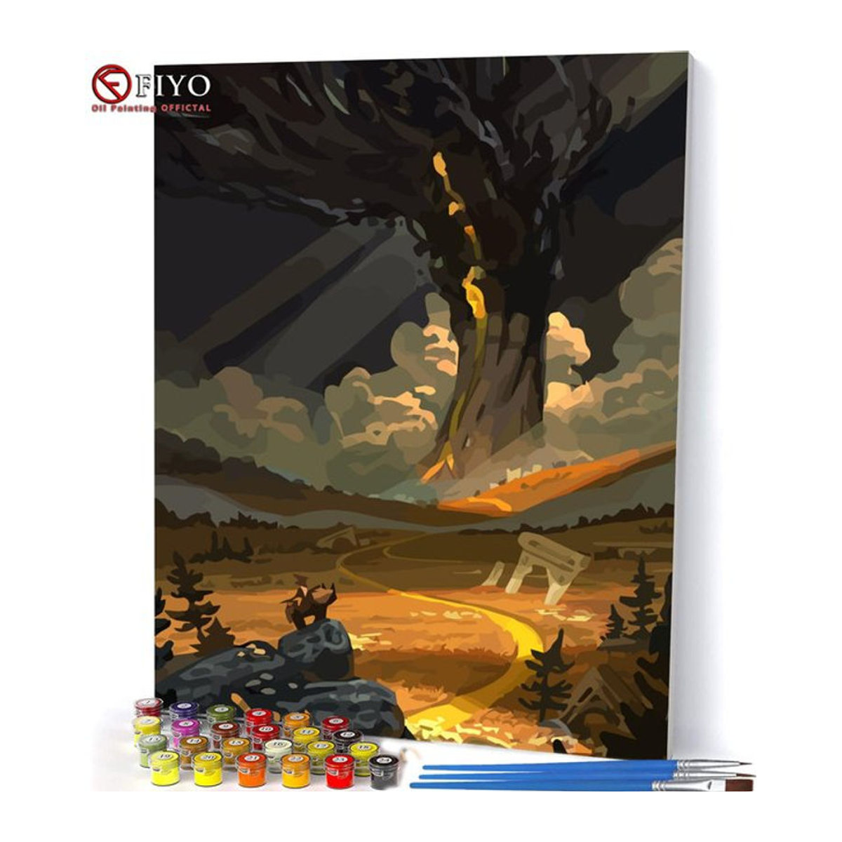 FIYO Malen nach Zahlen Set Herbstlandschaft auf Leinwand, mehrfarbig, B/H: 40 x 50 cm, rahmenlos - Bild 1