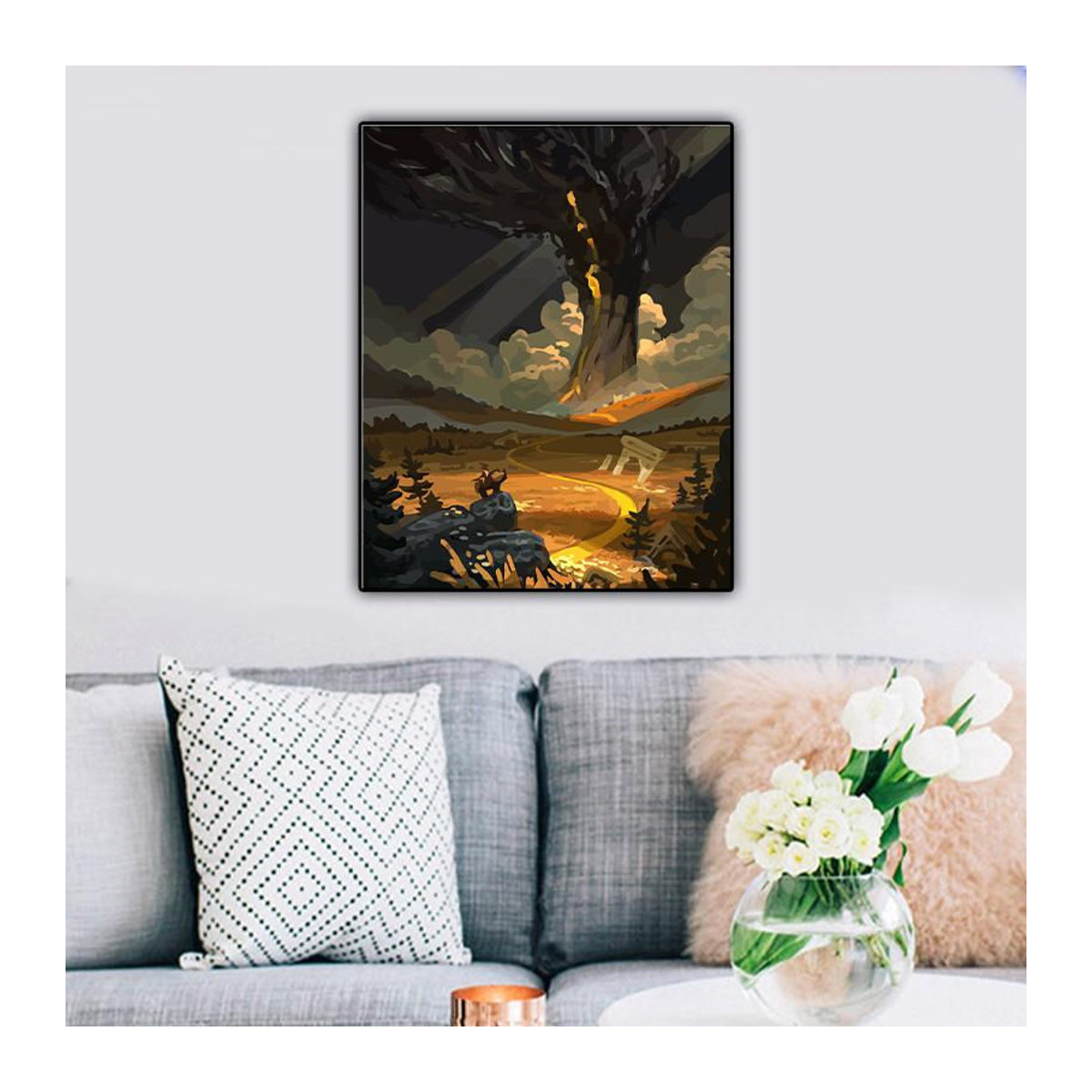 FIYO Malen nach Zahlen Set Herbstlandschaft auf Leinwand, mehrfarbig, B/H: 40 x 50 cm, rahmenlos - Bild 2