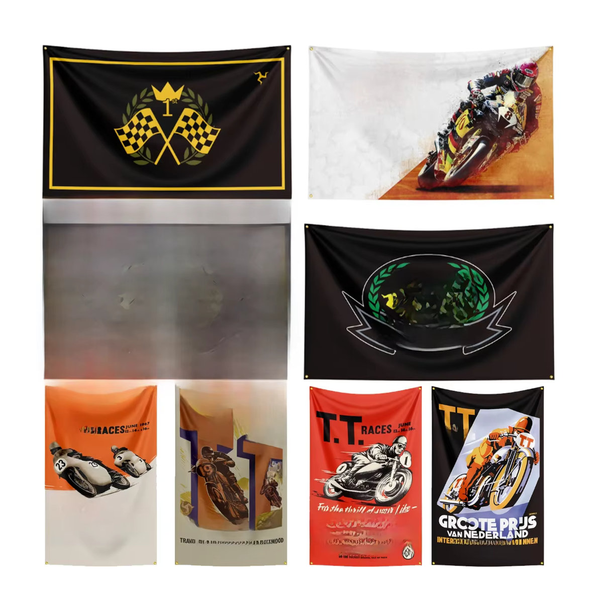FLAGDOM Isle Of Man TT Flag Motorrad Banner aus Polyester, mehrfarbig, B: 150 cm, H: 90 cm - Bild 2