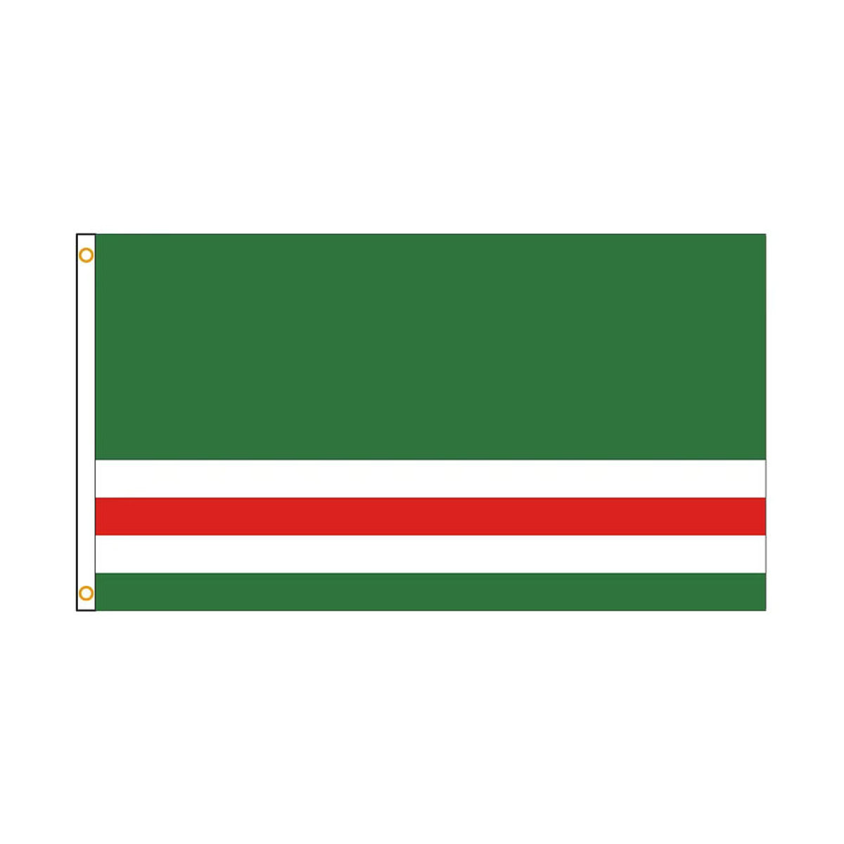 FLAGDOM Tschetschenien-Republik-Flagge aus Textil in Grün, rechteckiges Polyester-Banner zur Dekoration, B: 150 cm, H: 90 cm - Bild 1