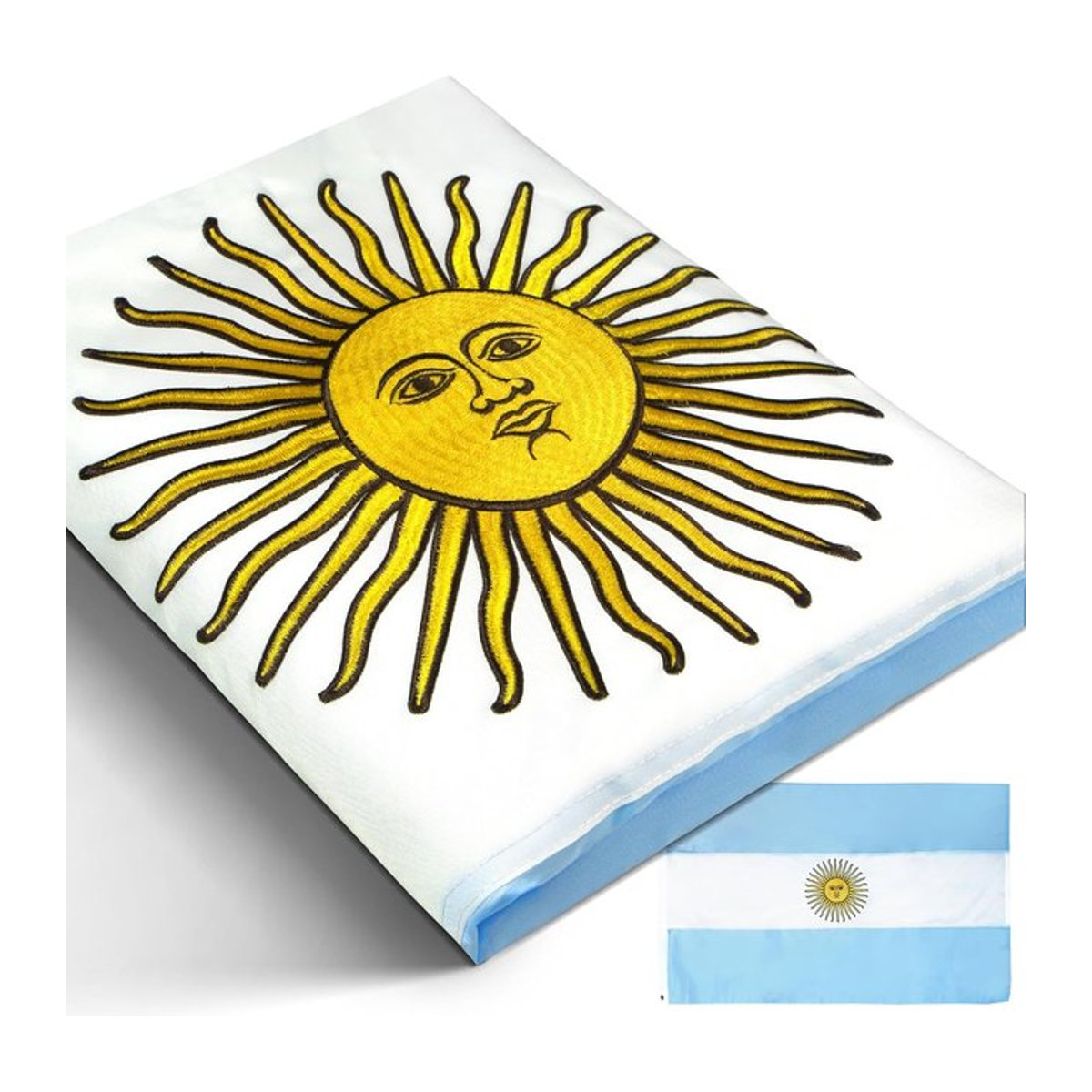 Flagnshow Argentinien-Flagge mit Stickerei, mehrfarbig, B: 150 cm, H: 90 cm - Bild 1