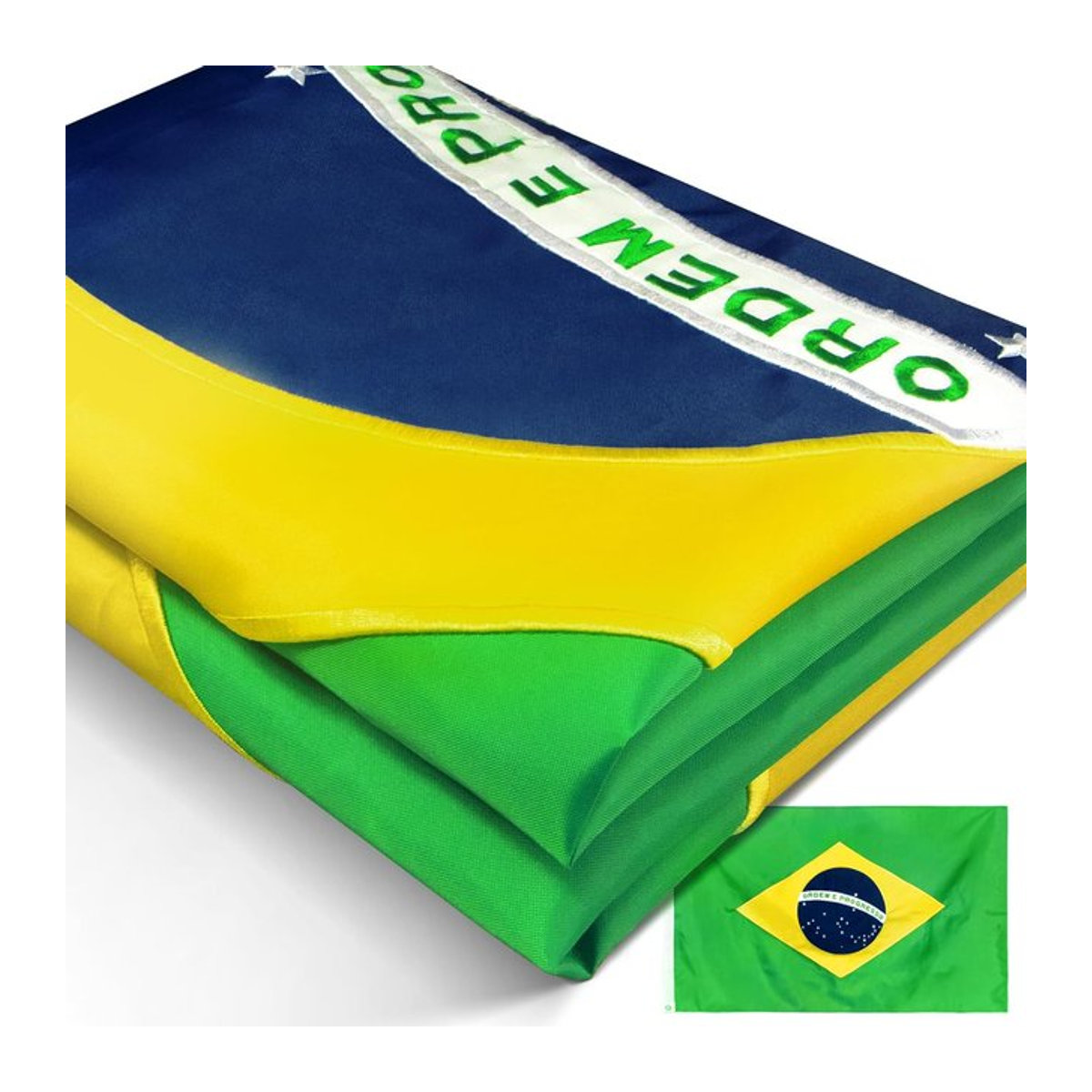 Flagnshow Brasilien-Flagge aus 100 % Nylon mit Bestickung, mehrfarbig, 90 x 90 cm - Bild 1