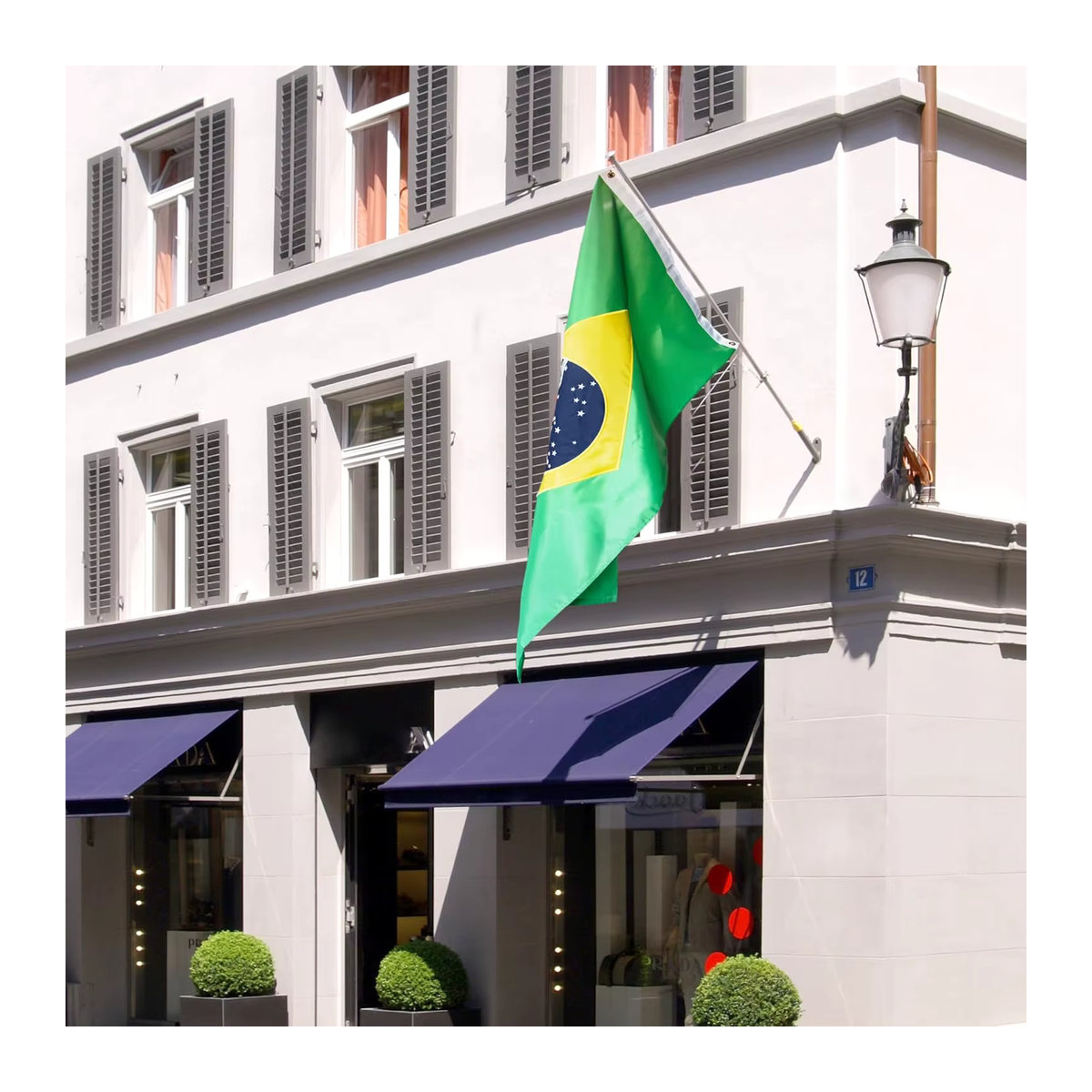 Flagnshow Brasilien-Flagge aus 100 % Nylon mit Bestickung, mehrfarbig, 90 x 90 cm - Bild 3