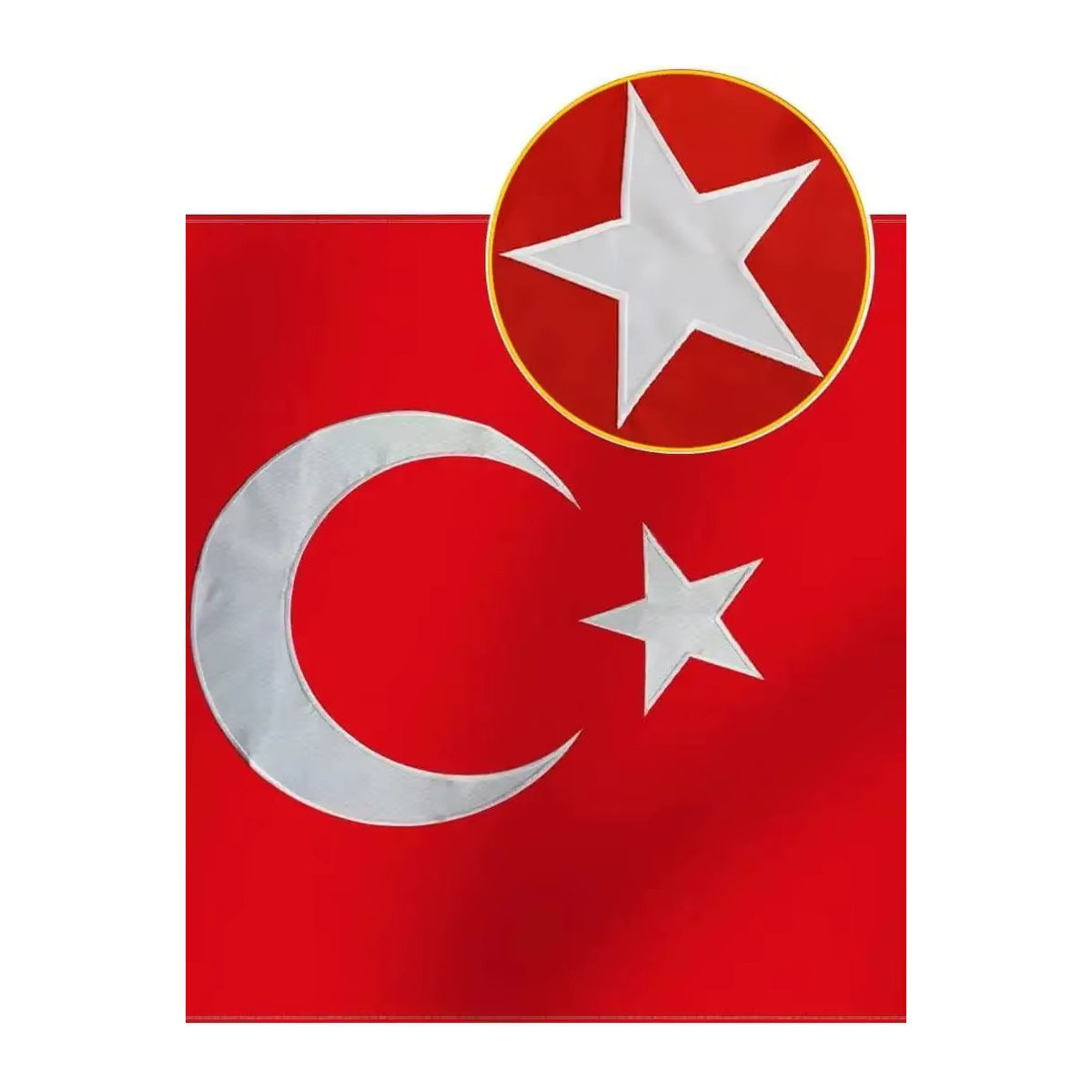 Flagnshow Türkei-Flagge mit Stickerei in Rot, B/H: 150 x 90 cm - Bild 2
