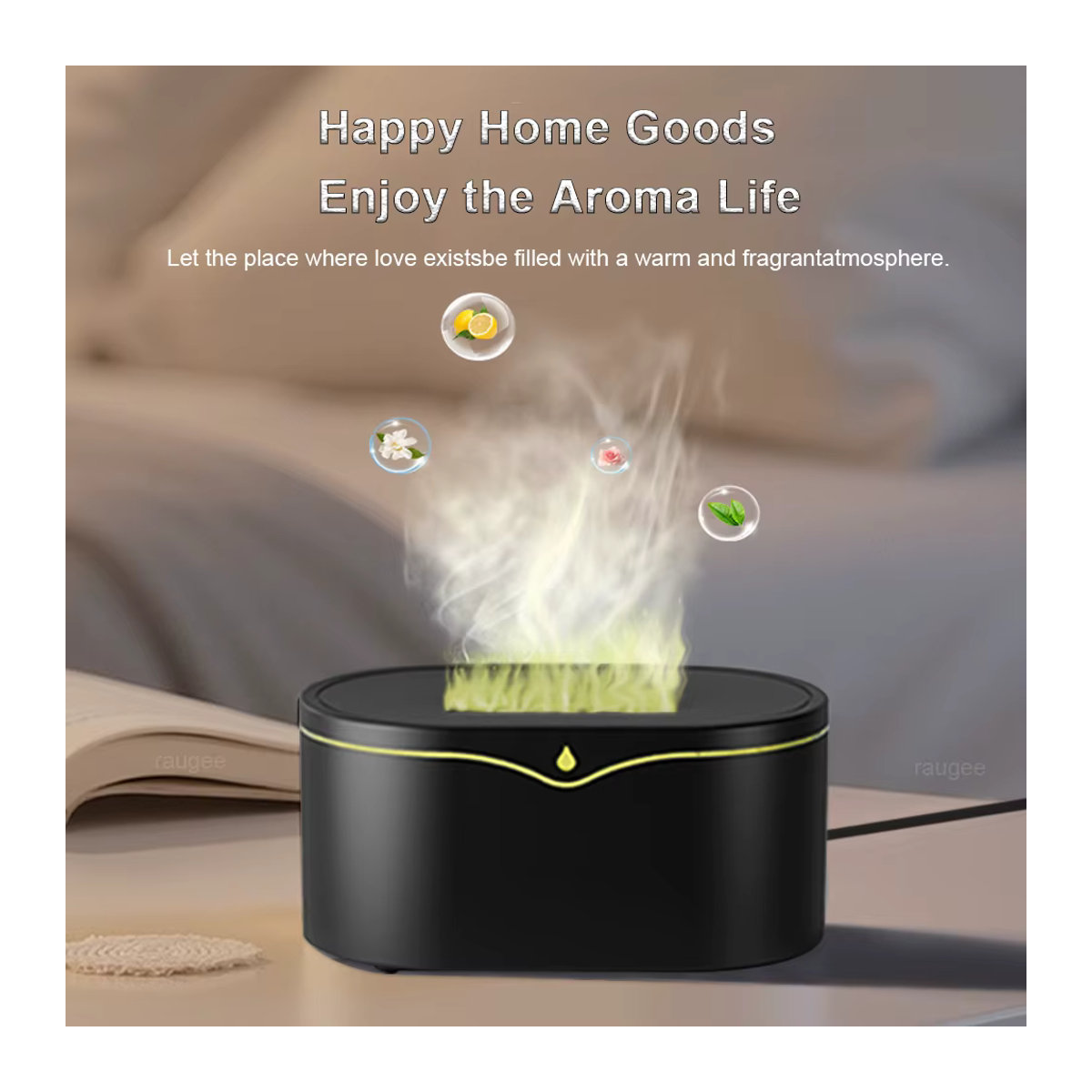 Flammenbefeuchter und Duftdiffusor von raugee in Schwarz für Aromatherapie mit ätherischen Ölen - Bild 2