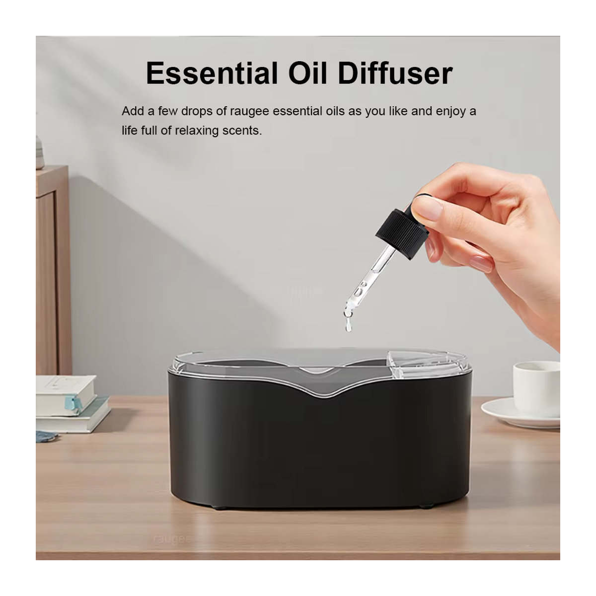 Flammenbefeuchter und Duftdiffusor von raugee in Schwarz für Aromatherapie mit ätherischen Ölen - Bild 3