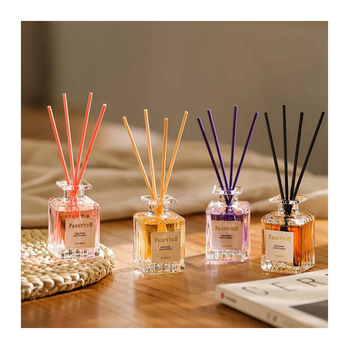 Flammenloser Reed-Diffusor mit ätherischem Öl in Lavendel und Eaglewood, 50 ml, transparentes Glas - Bild 1
