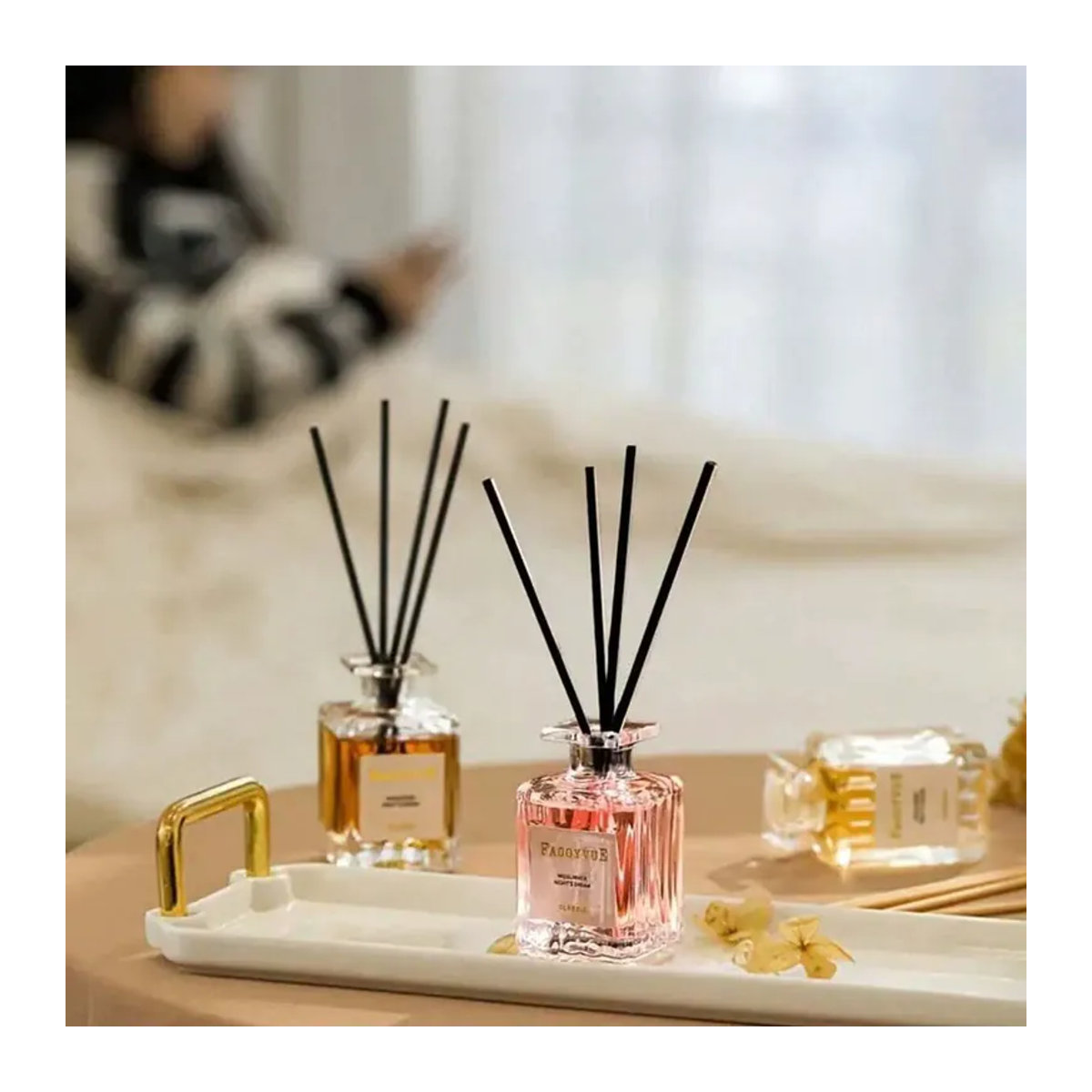 Flammenloser Reed-Diffusor mit ätherischem Öl in Lavendel und Eaglewood, 50 ml, transparentes Glas - Bild 5