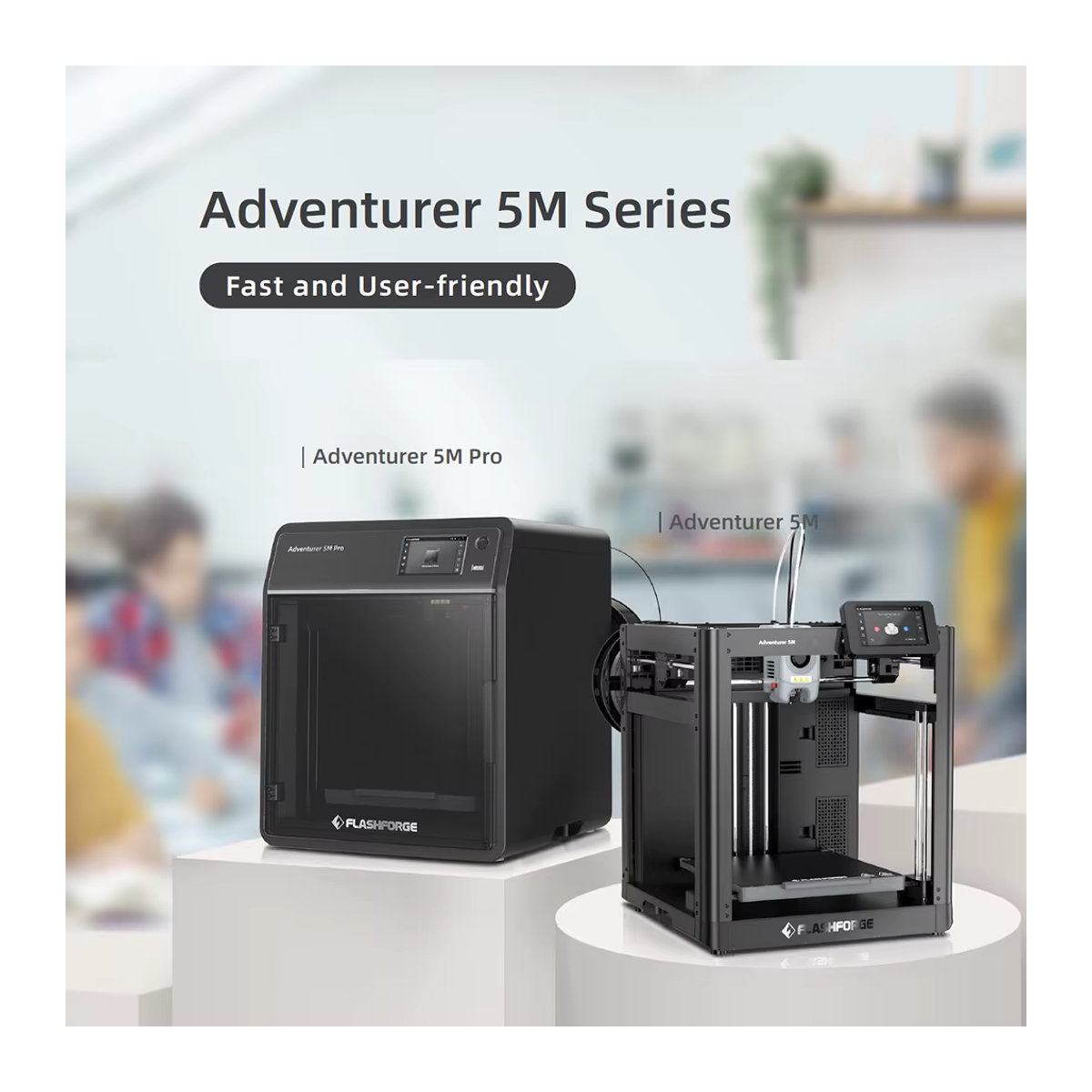 Flashforge Adventurer 5M 3D-Drucker in Schwarz mit Hochgeschwindigkeits-Vollautomatik-Nivellierung, direktem Extruder und flexibler PEI-Platte - Bild 2