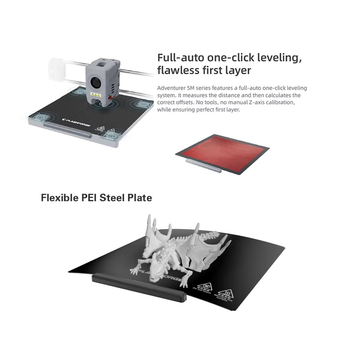 Flashforge Adventurer 5M 3D-Drucker in Schwarz mit Hochgeschwindigkeits-Vollautomatik-Nivellierung, direktem Extruder und flexibler PEI-Platte - Bild 3
