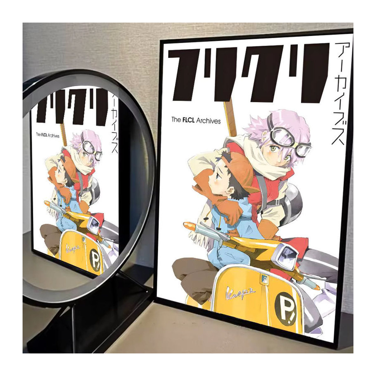 FLCL Anime Vintage Poster als selbstklebender Retro Kraftpapier Aufkleber in Mehrfarbig für deine Zimmer Dekoration - Bild 2