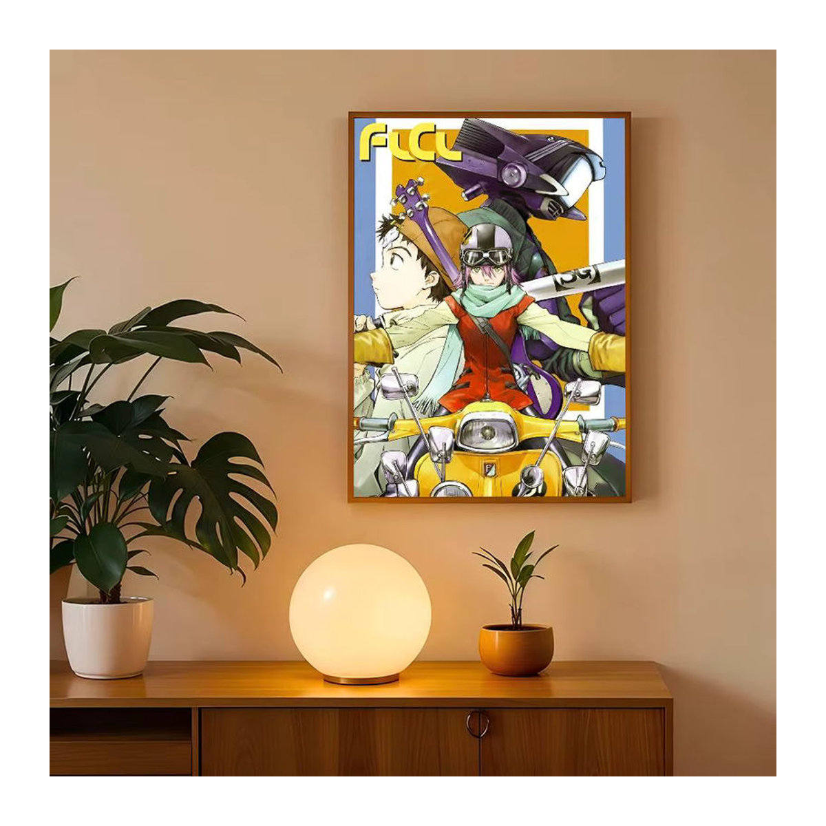FLCL Anime Vintage Poster als selbstklebender Retro Kraftpapier Aufkleber in Mehrfarbig für deine Zimmer Dekoration - Bild 5