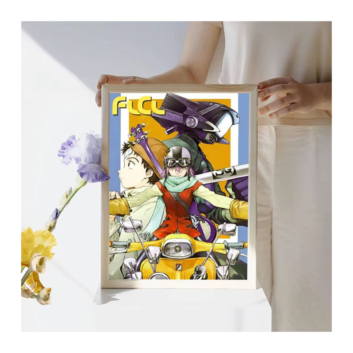 FLCL Anime Vintage Poster als selbstklebender Retro Kraftpapier Aufkleber in Mehrfarbig für deine Zimmer Dekoration - Bild 6