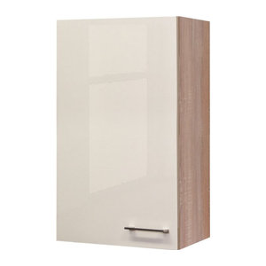 Flex-Well Hängeschrank Nepal Beige aus melaminbeschichteter Spanplatte mit frei wählbarer Anschlagrichtung, Breite: 50-89 cm, Höhe: 32 cm, Tiefe: 8,9 cm