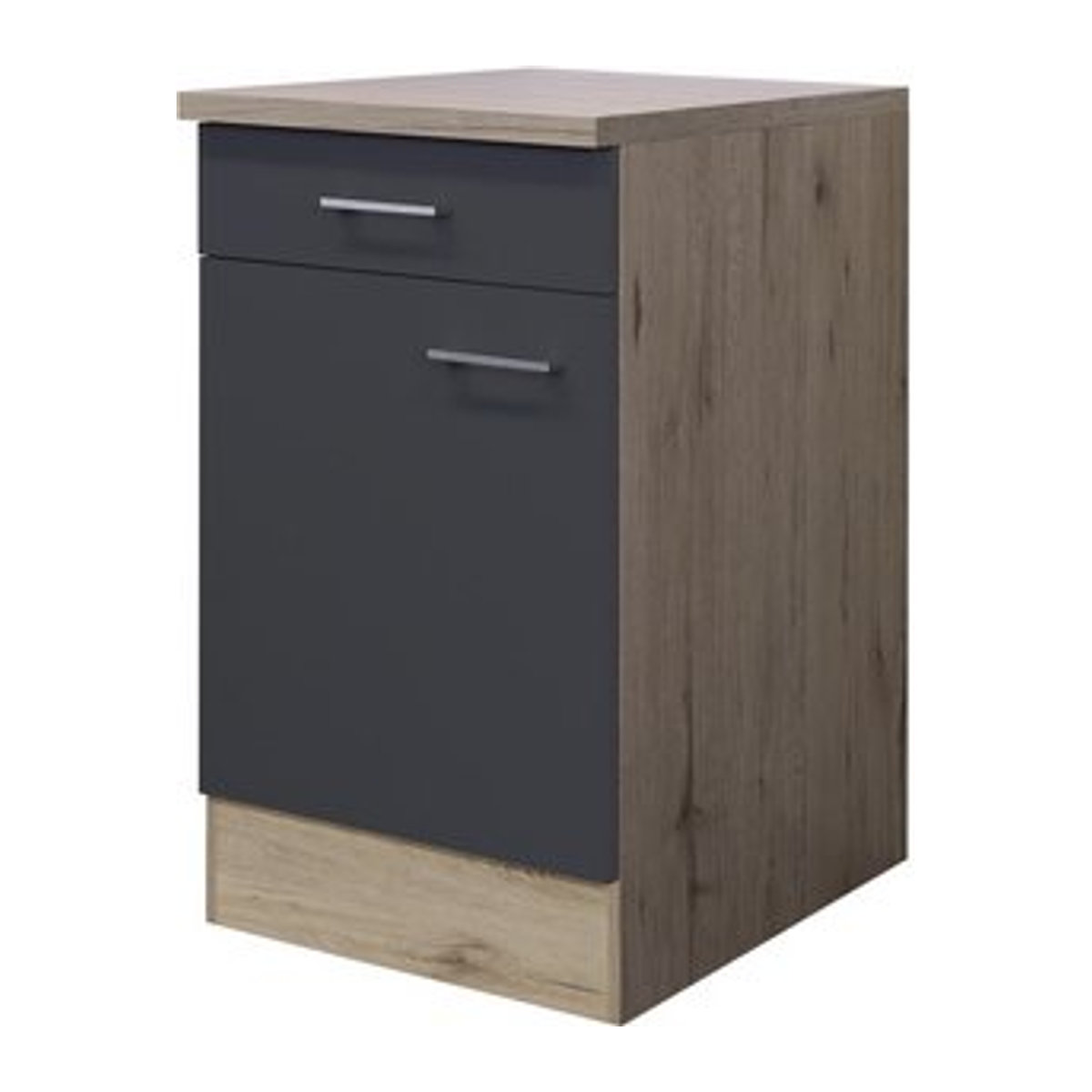 Flex-Well Küchenunterschrank Morena in San Remo Eichefarben und Basaltgrau mit Drehtüren B/H/T: 50 x 85 x 60 cm - Bild 1