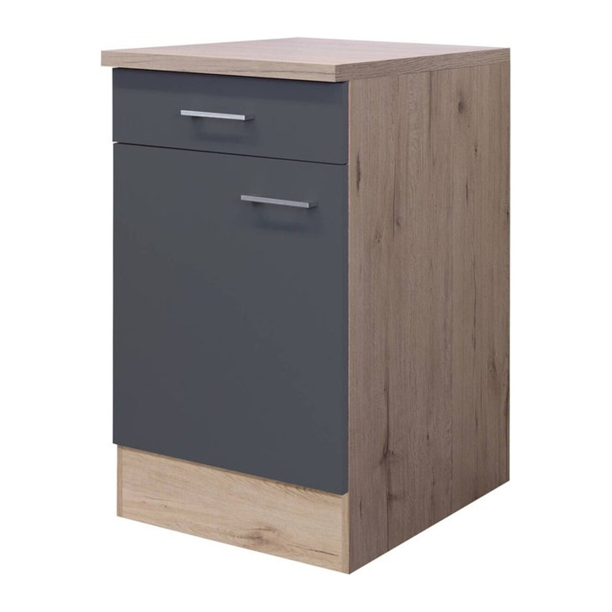 Flex-Well Küchenunterschrank Morena in San Remo Eichefarben und Basaltgrau mit Drehtüren B/H/T: 50 x 85 x 60 cm - Bild 3
