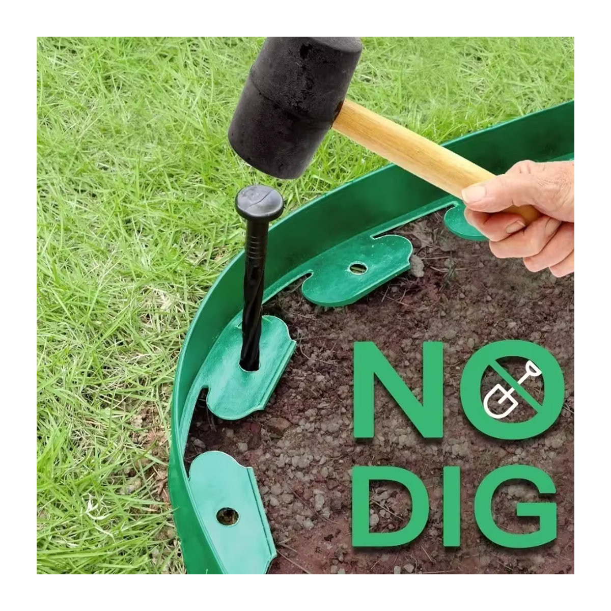 Flexible PVC-Garteneinfassung mit 30 Stachelankern, robustes wetterbeständiges Rasenbordenset, 10 m Länge - Bild 3