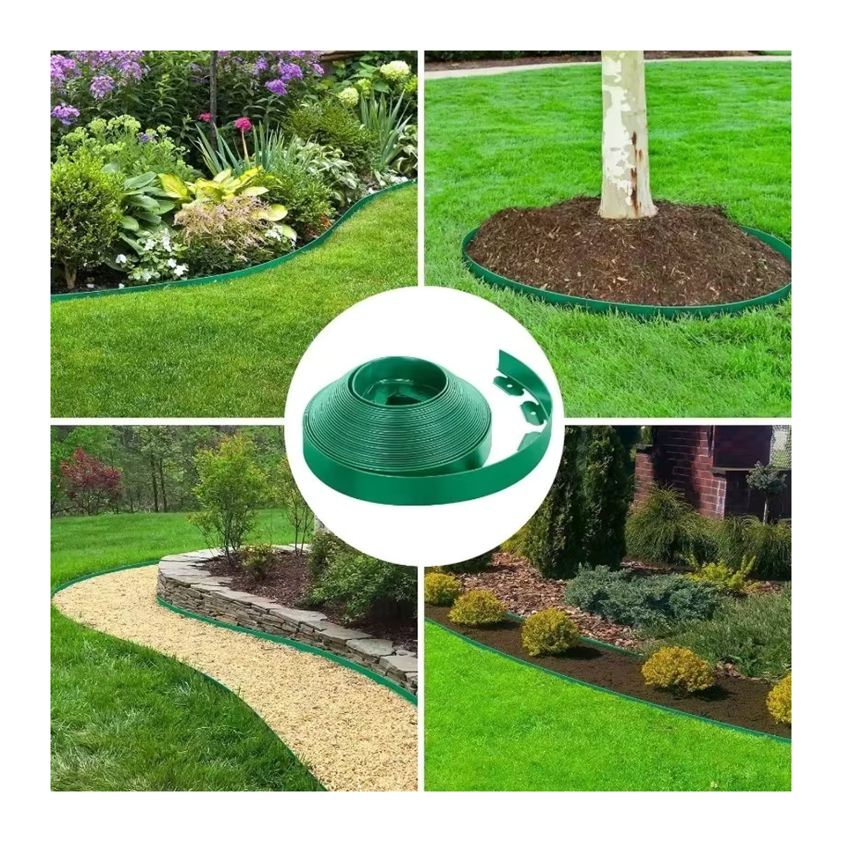 Flexible PVC-Garteneinfassung mit 30 Stachelankern, robustes wetterbeständiges Rasenbordenset, 10 m Länge - Bild 5