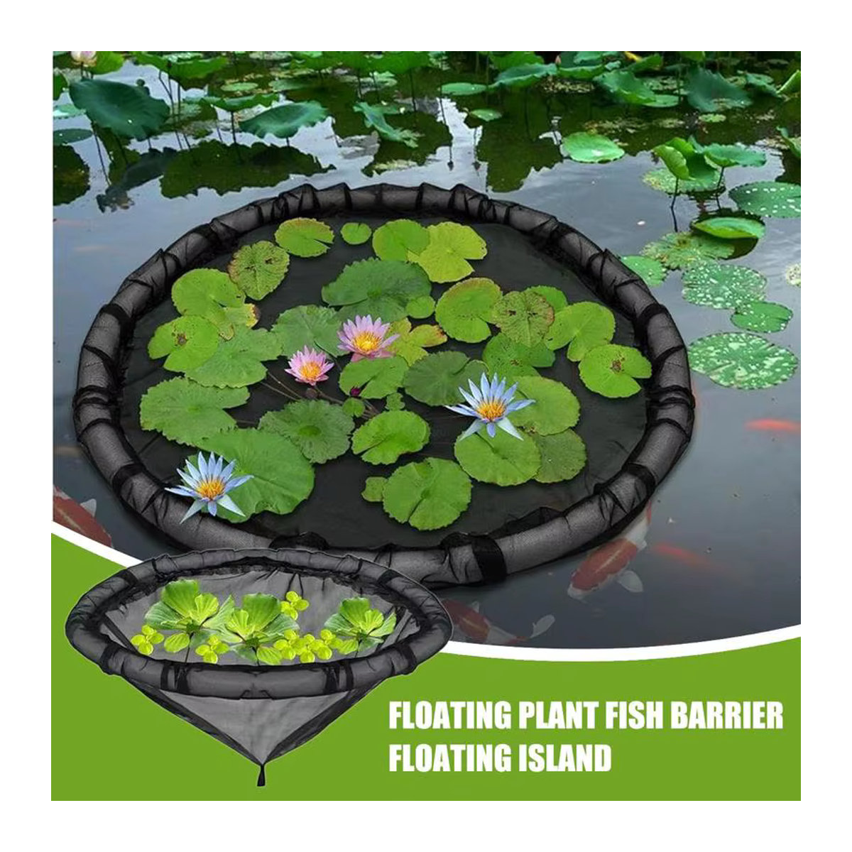 Floating Island Pflanzenprotektor Schwarz, 45 cm Netz Pflanzkorb für Gartenteiche - Bild 2