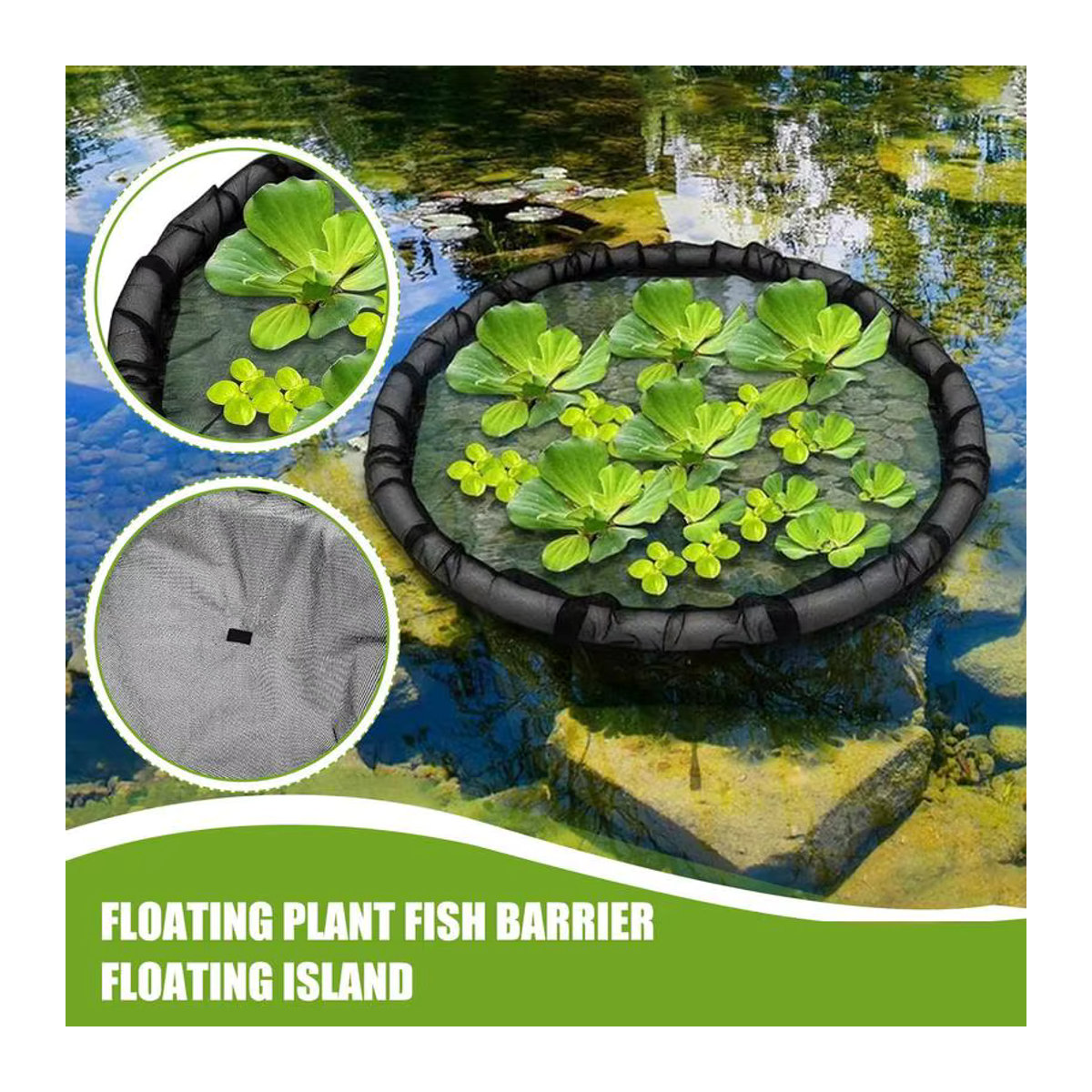 Floating Island Pflanzenprotektor Schwarz, 45 cm Netz Pflanzkorb für Gartenteiche - Bild 3
