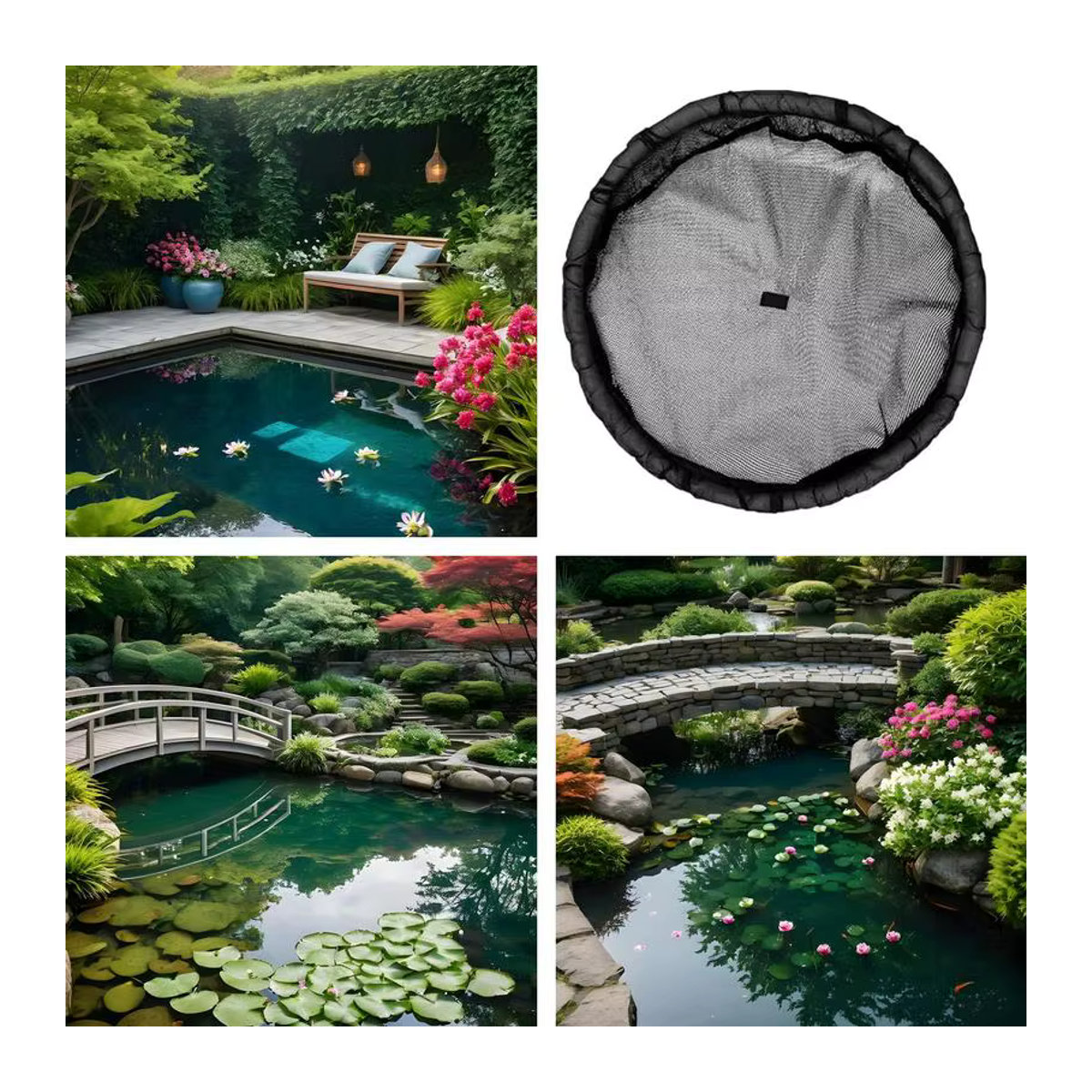 Floating Island Pflanzenprotektor Schwarz, 45 cm Netz Pflanzkorb für Gartenteiche - Bild 5