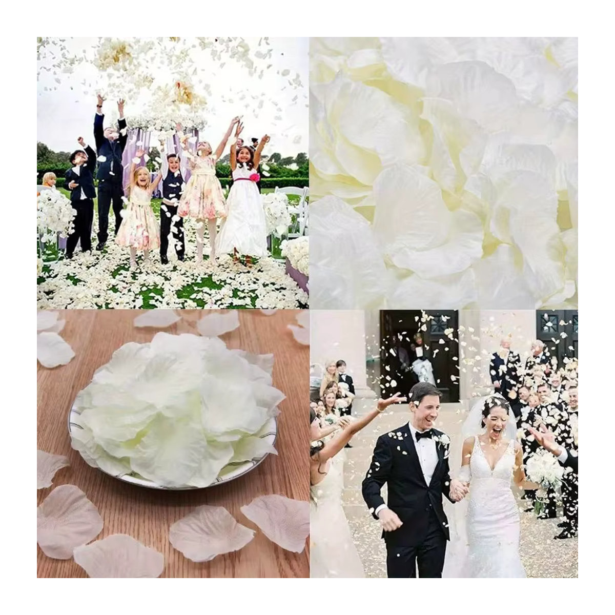 Floralora Künstliche Rosenblätter in Cremeweiß aus Kunststoff für Hochzeiten und Dekorationen - Bild 2