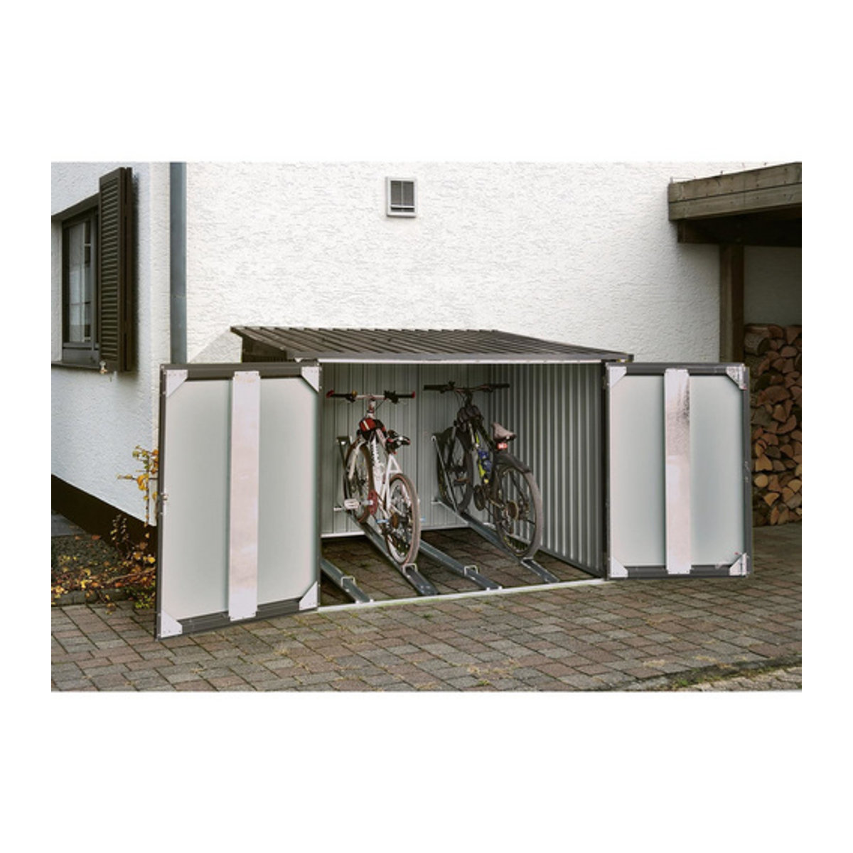 FLORAWORLD Fahrradgarage in Grau mit 6.100 Litern Volumen, B/H/T: 206 x 163 x 204 cm - Bild 2