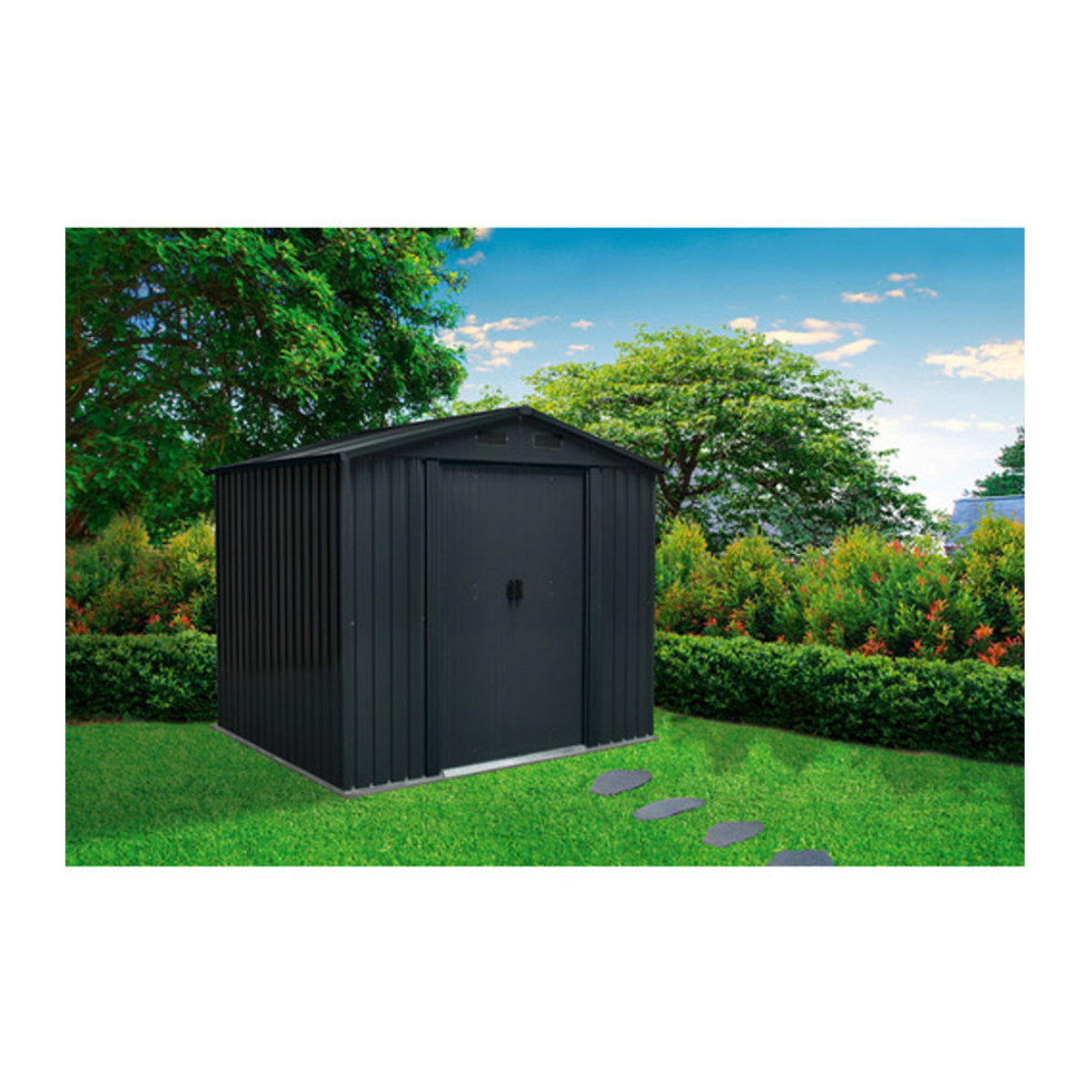 FLORAWORLD Gerätehaus aus Metall in Grau und Anthrazit, B/H/T: 236 x 206 x 174 cm - Bild 3