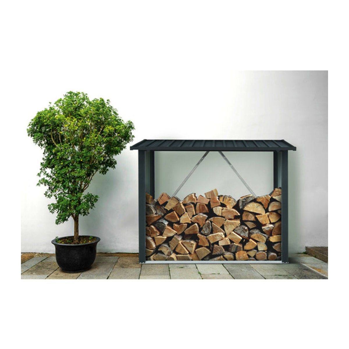 Floraworld Kaminholzregal anthrazit B/H/T: 163 x 142 x 89 cm - Bild 3