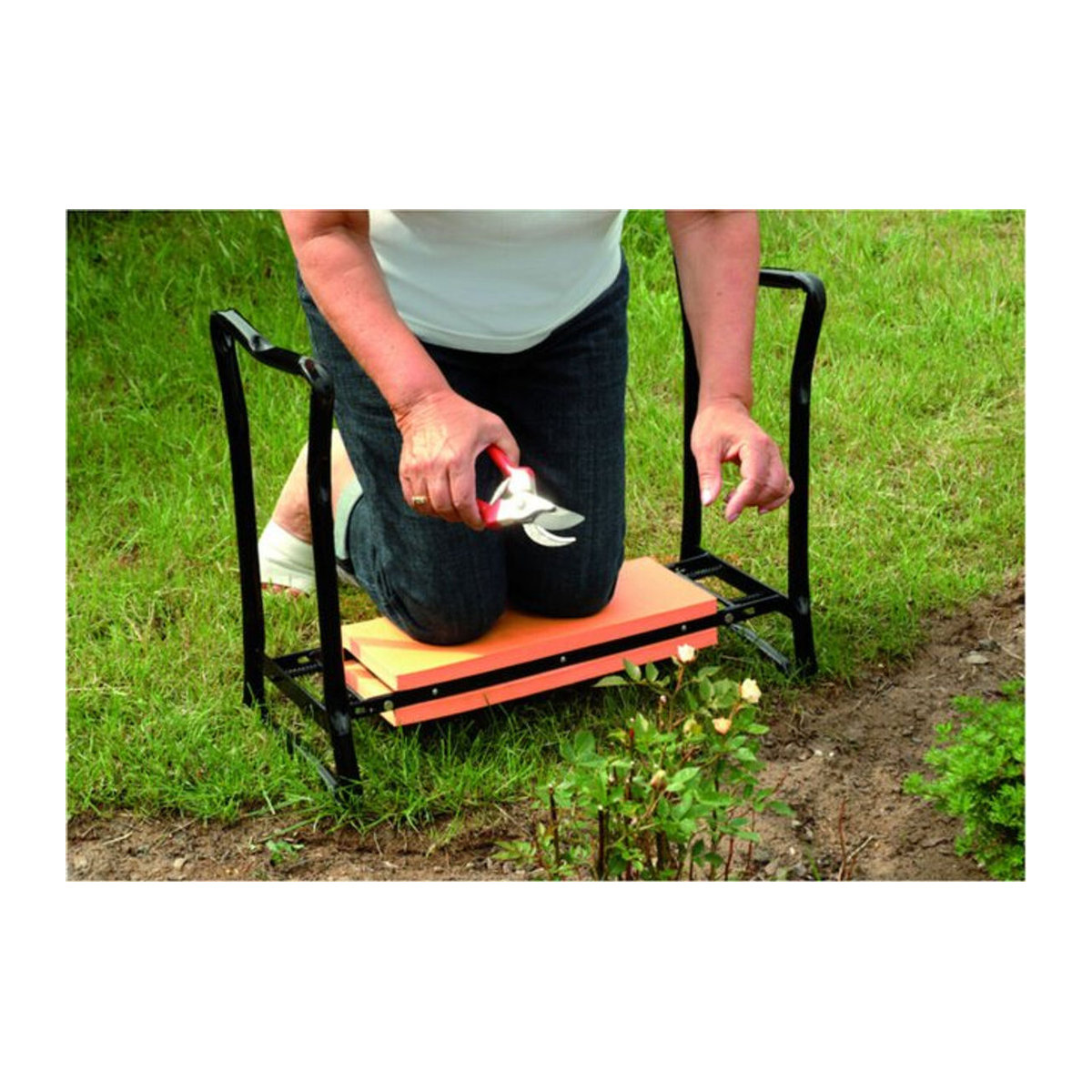 Floraworld Knie- und Sitzbank Classico aus Stahl in Schwarz/Rot, B/T/H: 60 x 28 x 47 cm - Bild 1