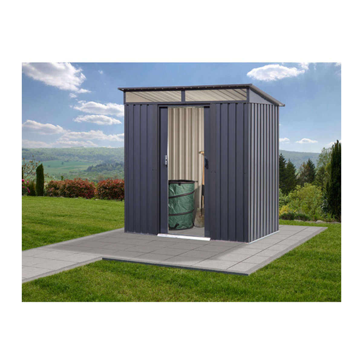 FLORAWORLD Metallgerätehaus Lightline mit Pultdach in Anthrazit-Grau, B: 195 cm, H: 196 cm, T: 121 cm - Bild 4