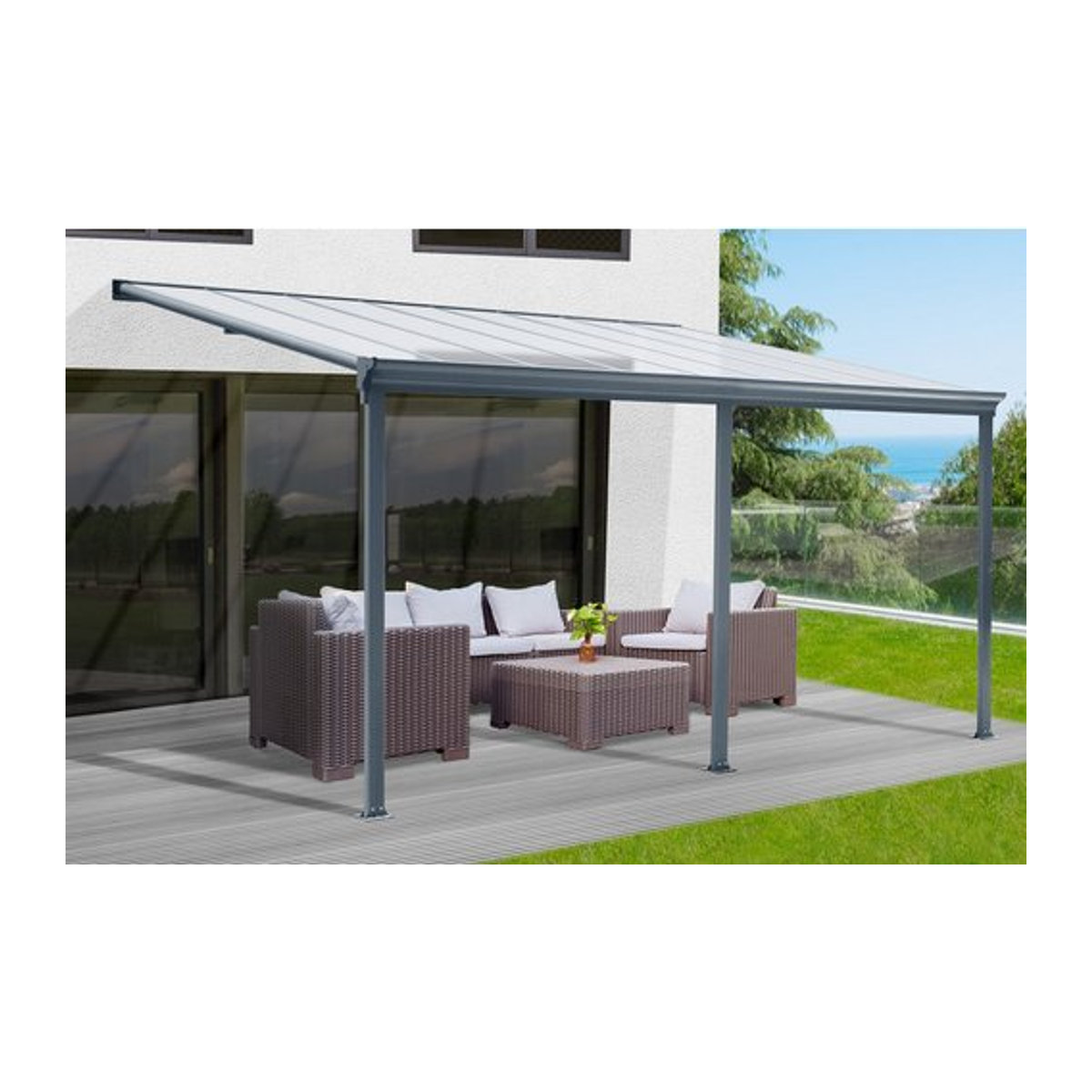 FLORAWORLD Terrassenüberdachung mit Polycarbonat Dach in Anthrazit-Grau, Breite: 496 cm - Bild 1