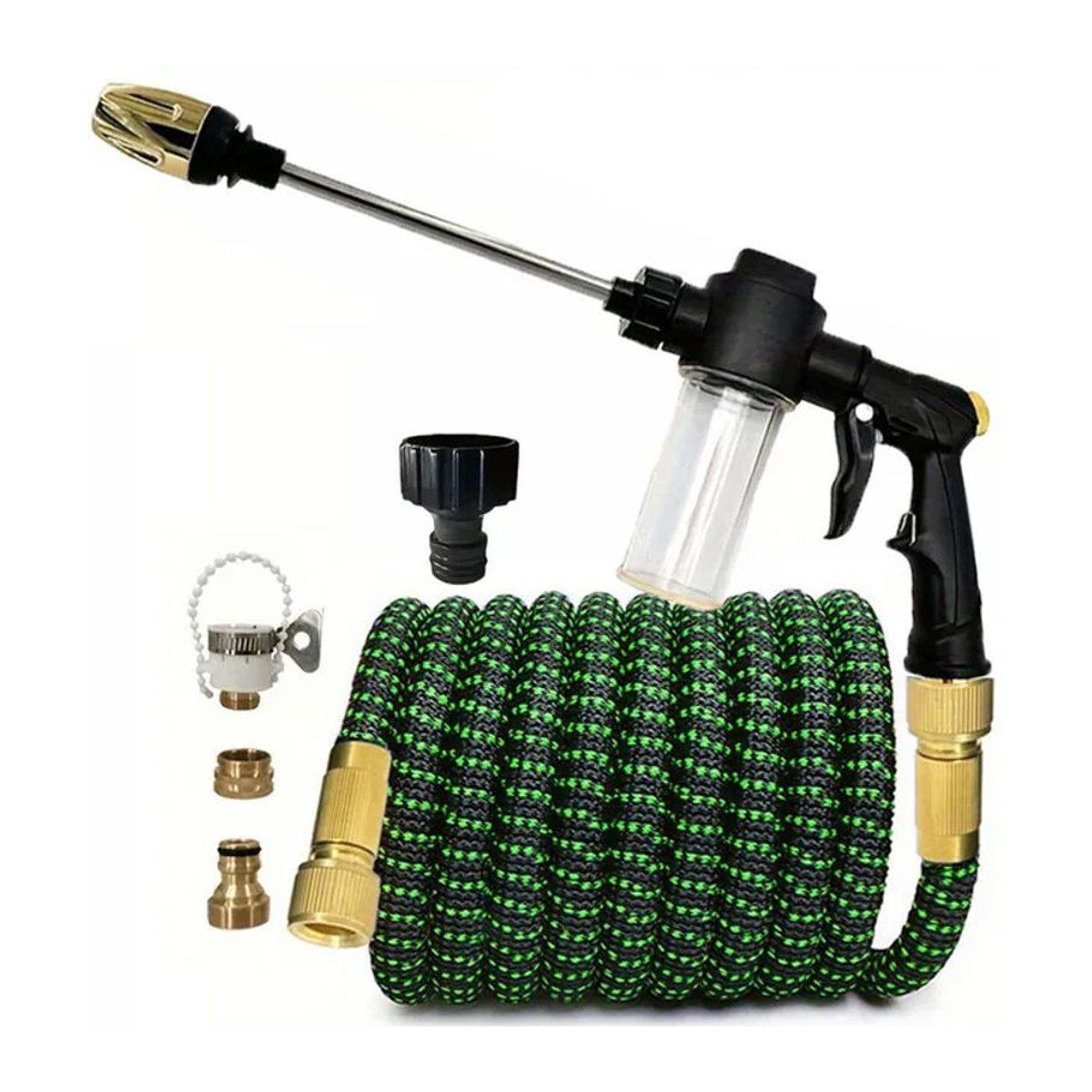 FLOWERS SPRAL Dehnbarer Magischer Schlauch für Hochdruck-Autowäsche und Gartenbewässerung mit Wassersprühfunktion - Bild 1