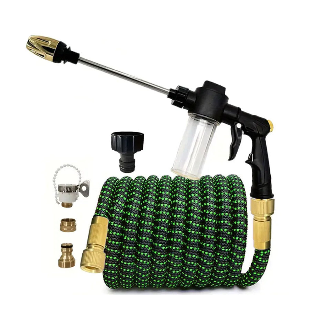 FLOWERS SPRAL Dehnbarer Magischer Schlauch für Hochdruck-Autowäsche und Gartenbewässerung mit Wassersprühfunktion - Bild 5