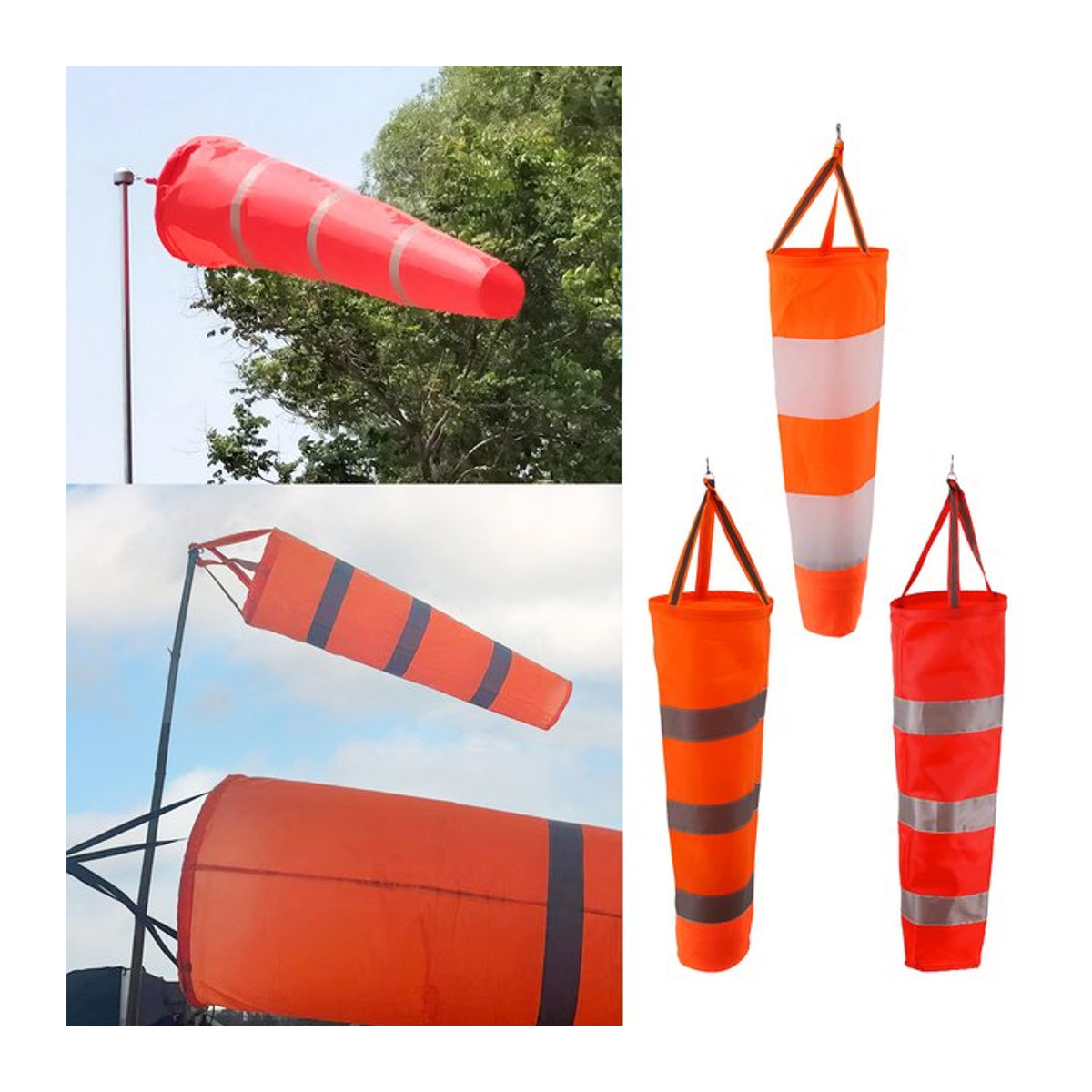 Fluoreszierender und reflektierender Windsack von Adhere To Fly in Orange, Breite: 60 cm - Bild 1