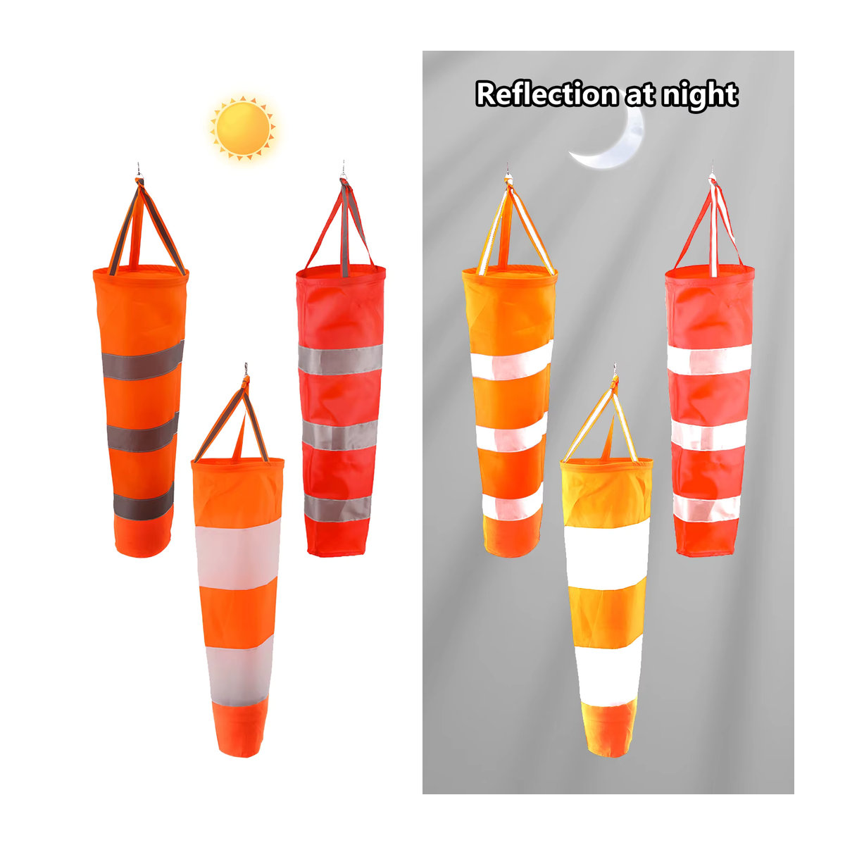 Fluoreszierender und reflektierender Windsack von Adhere To Fly in Orange, Breite: 60 cm - Bild 3