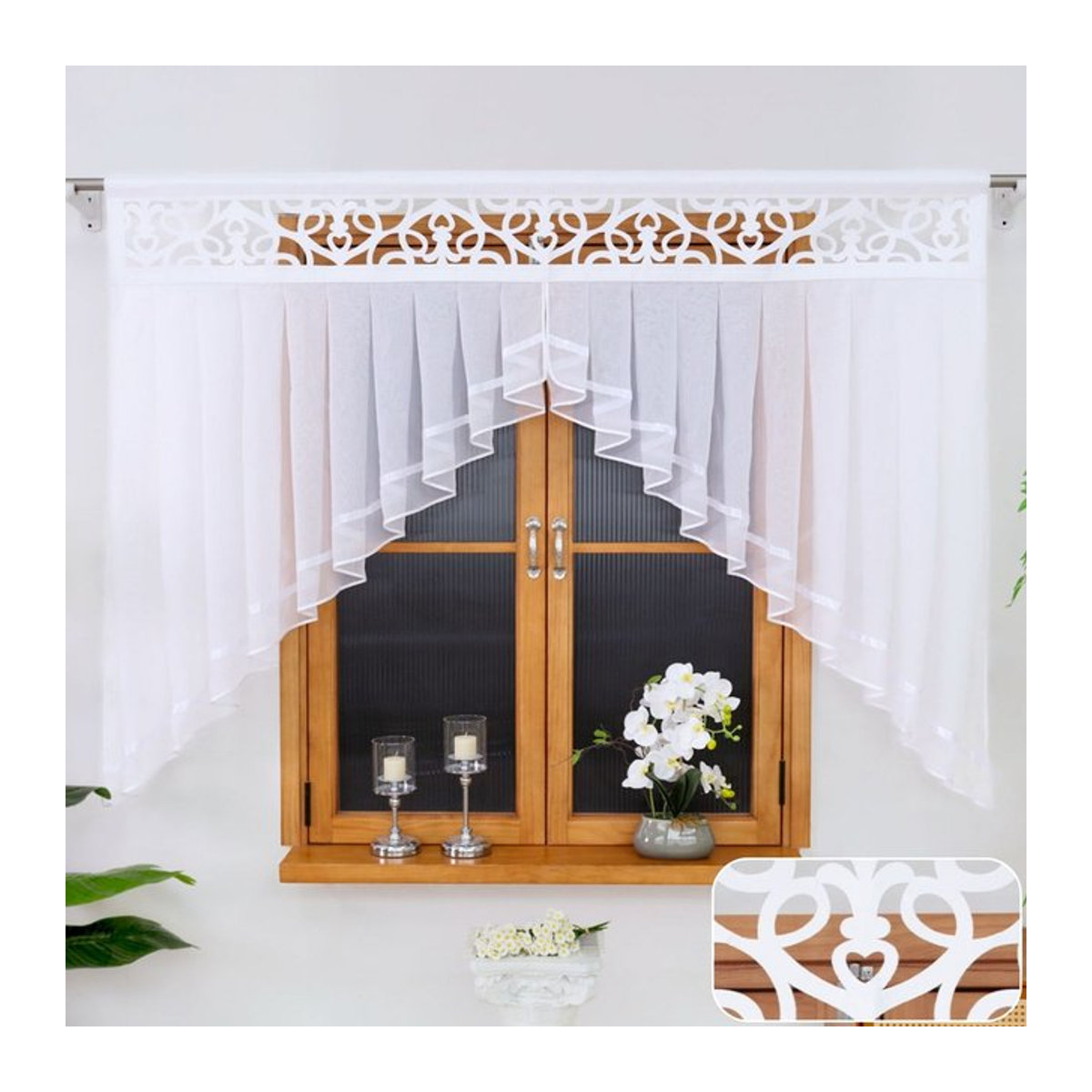 FLYINGCURTAINS Transparenter Vorhang aus weißer Gaze mit Hohlsaum-Panel zur Beschattung - Bild 1