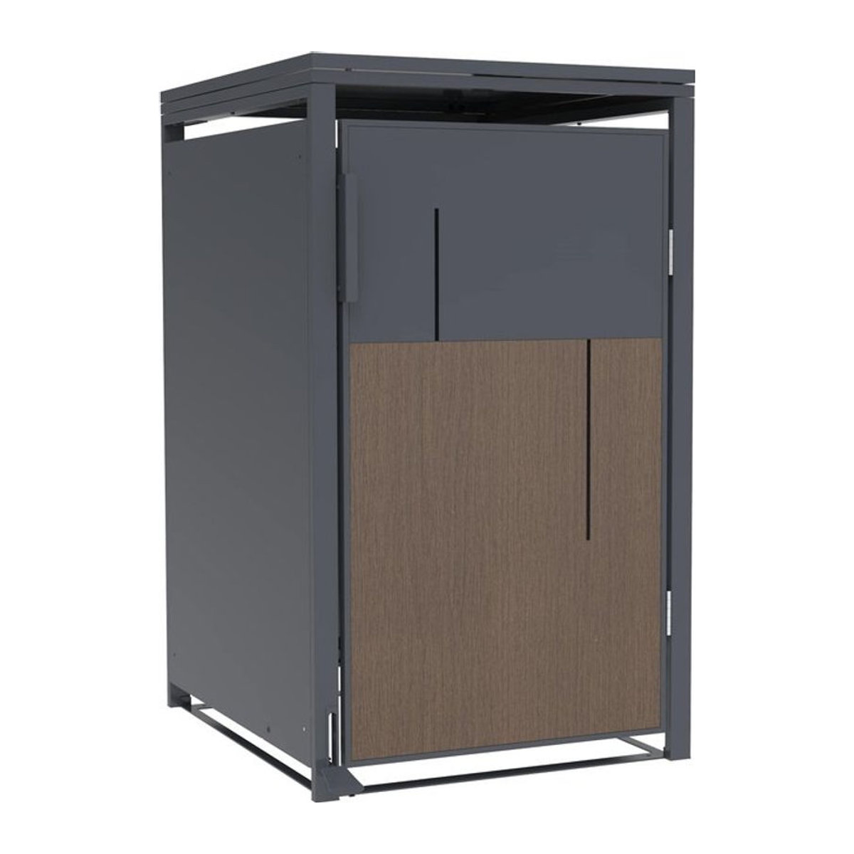 FM-Solar Mülltonnenbox Anthrazit mit Holzoptik für 1 Mülltonne 240L mit Pedal, B/T/H: 68 x 80 x 116 cm - Bild 1