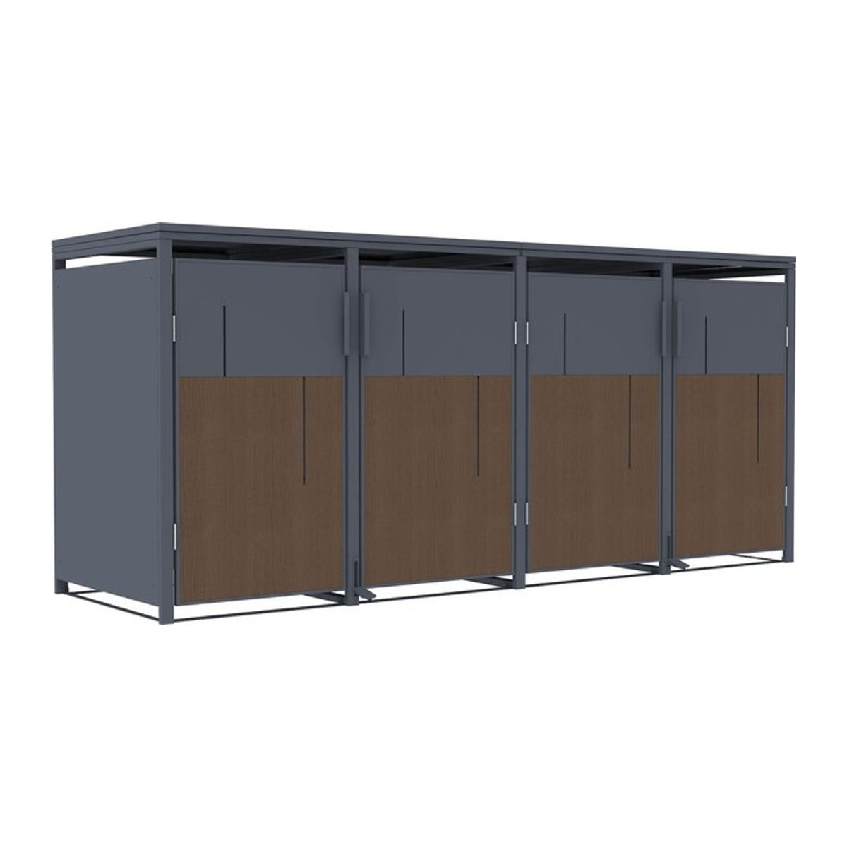 FM-Solar Mülltonnenbox Anthrazit mit Holzoptik für 4 Mülltonnen à 240L mit Pedal, B/T/H: 265 x 80 x 116 cm - Bild 1