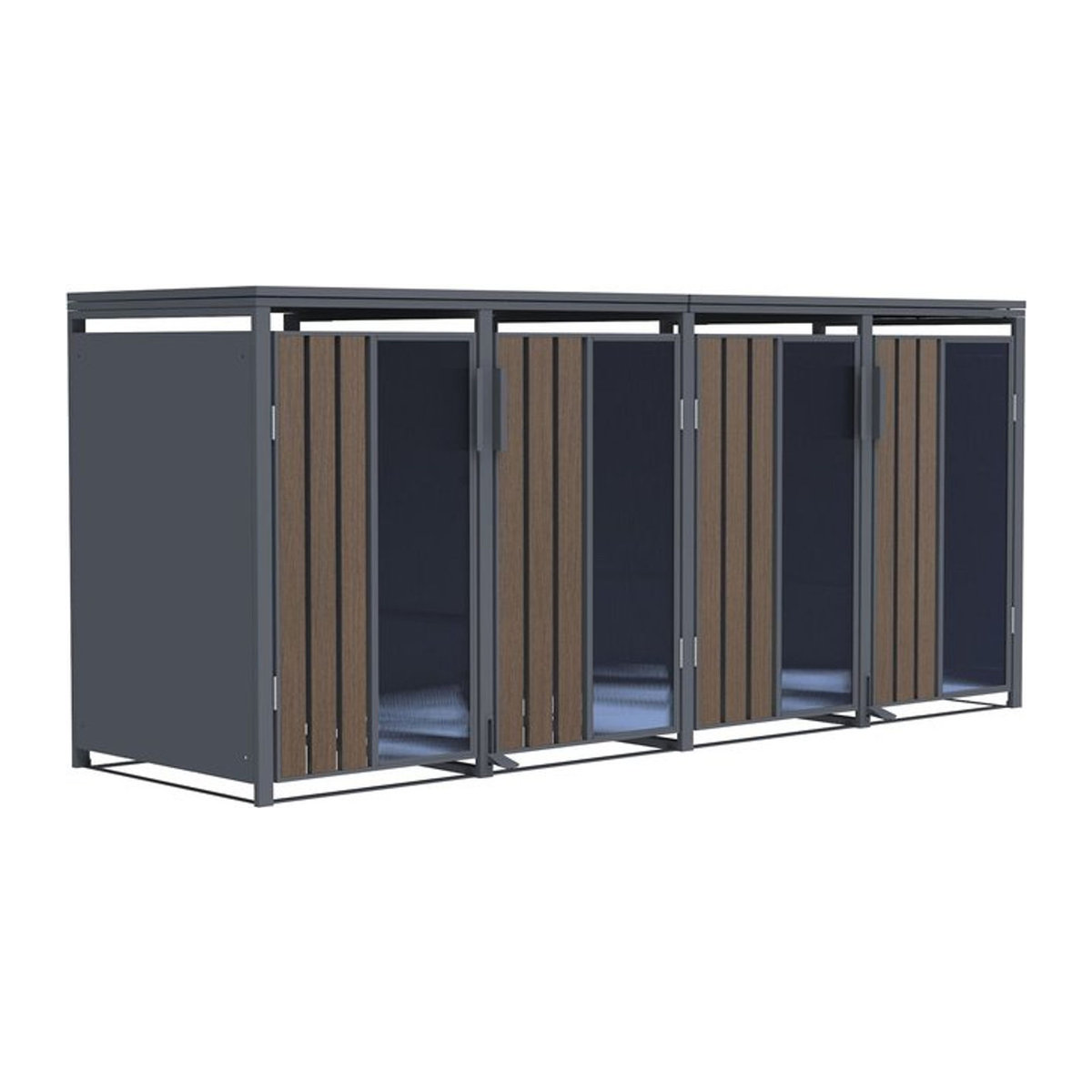 FM-Solar Mülltonnenbox in Holzoptik mit Plexiglas für 4 Mülltonnen à 240L inklusive Pedal, B/T/H: 265 x 80 x 116 cm - Bild 1