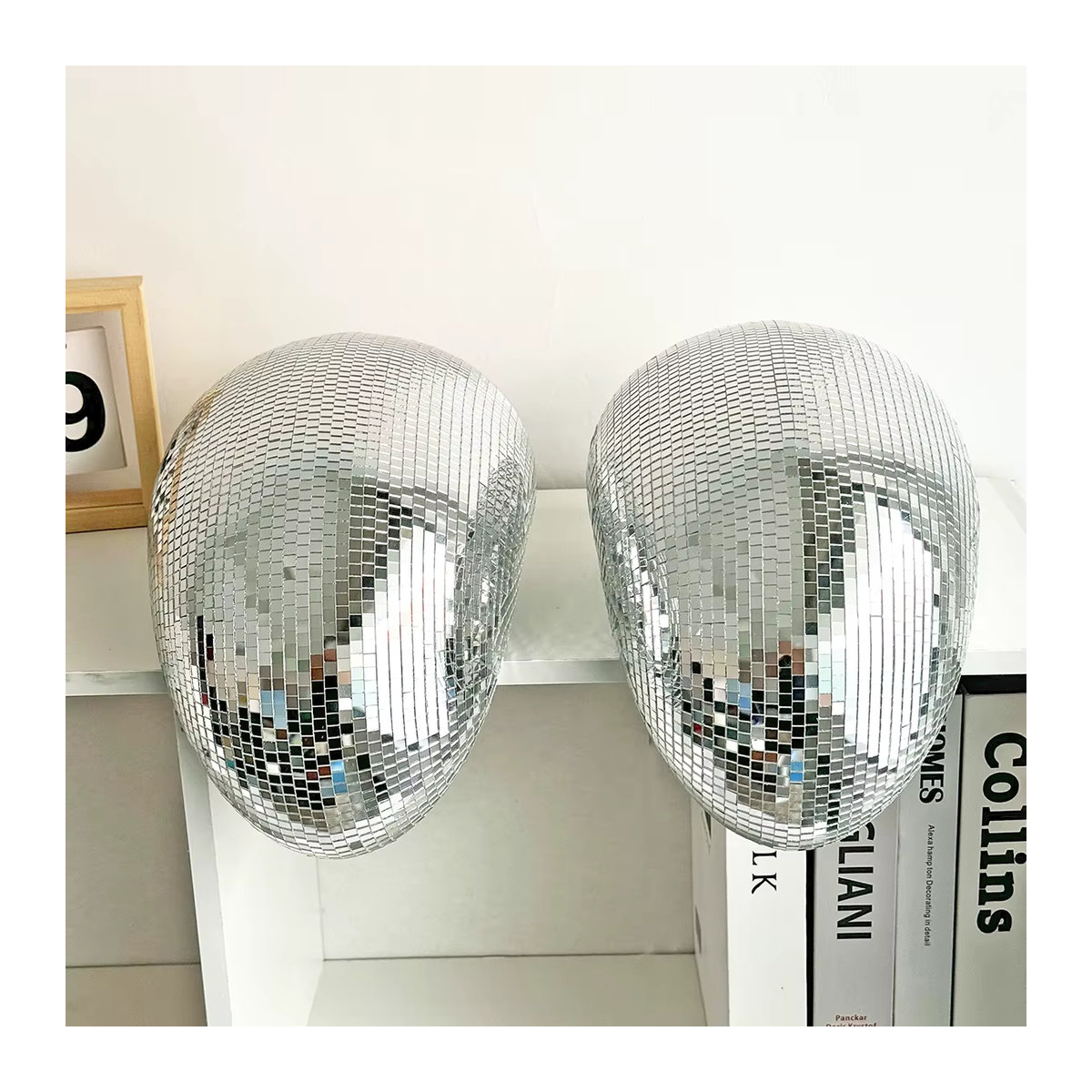 FngJiuyer Schmelzende Discokugel in Silber, handgemachte Spiegelkugel aus Glas für ästhetisches Raumdekor, Durchmesser: 27,94 cm - Bild 3