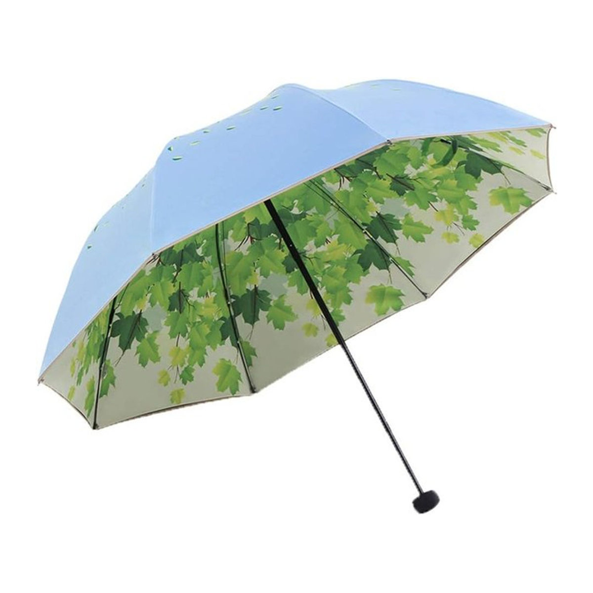 Foldinto Reise Sonnenschirm mit Blatt-Design in Grün, UV-Schutz bis 50+ und regnbeständig - Bild 1
