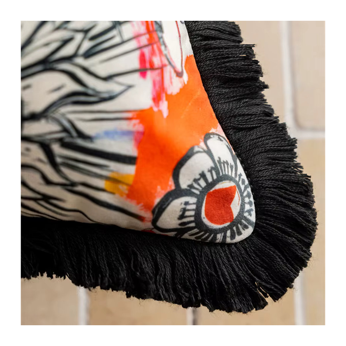 Formano Kissenbezug aus Samt mit Allsehendem Auge im Retro-Boho Design, Gelb/Mehrfarbig - Bild 3