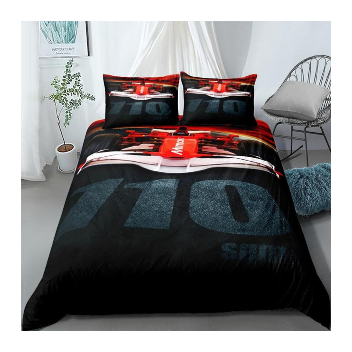 Formel 1 Bettwäsche-Set Binchi Outdoor Product in Schwarz, US Twin B/H: 172 x 218 cm - Bild 1