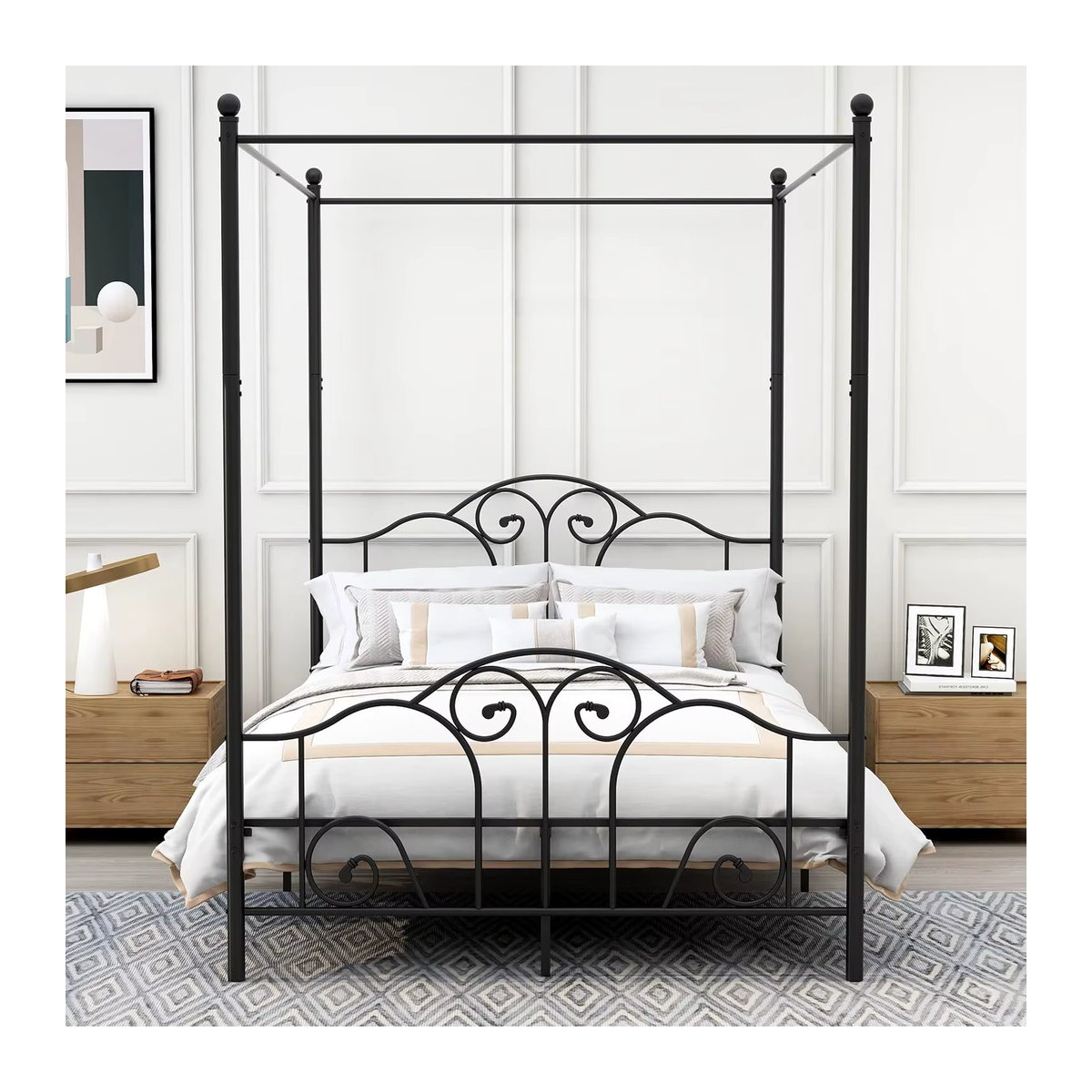 ForSize Himmelbett aus Metall mit Kopf- und Fußteil in Schwarz - Bild 3