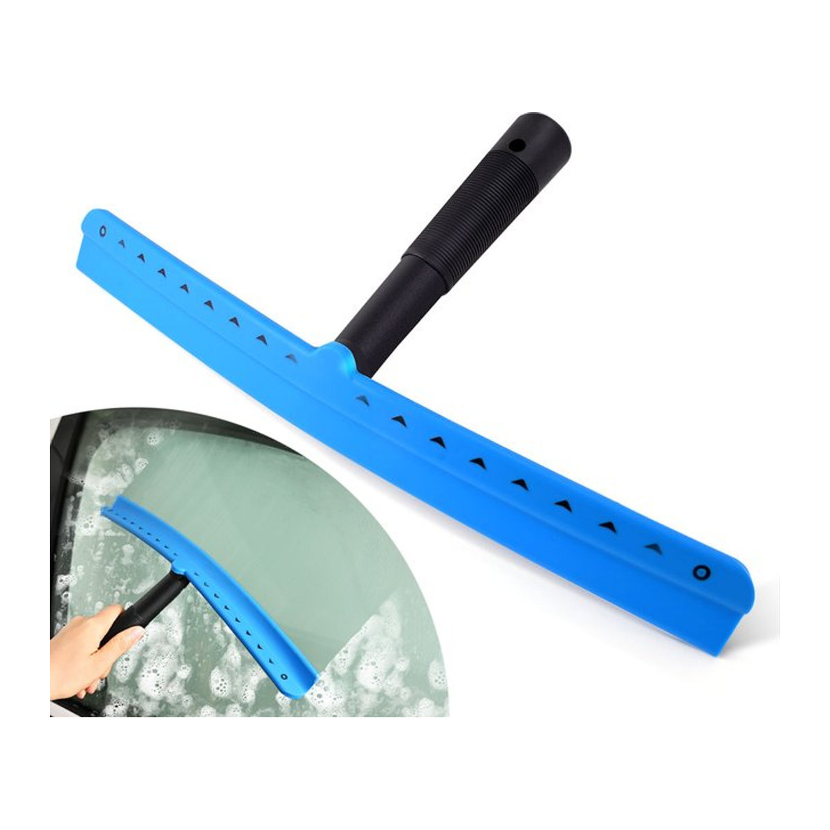 FOSHIO T-Shape Duschabzieher in Blau für Glas und Spiegel mit Wandbehang und Griff - Bild 1