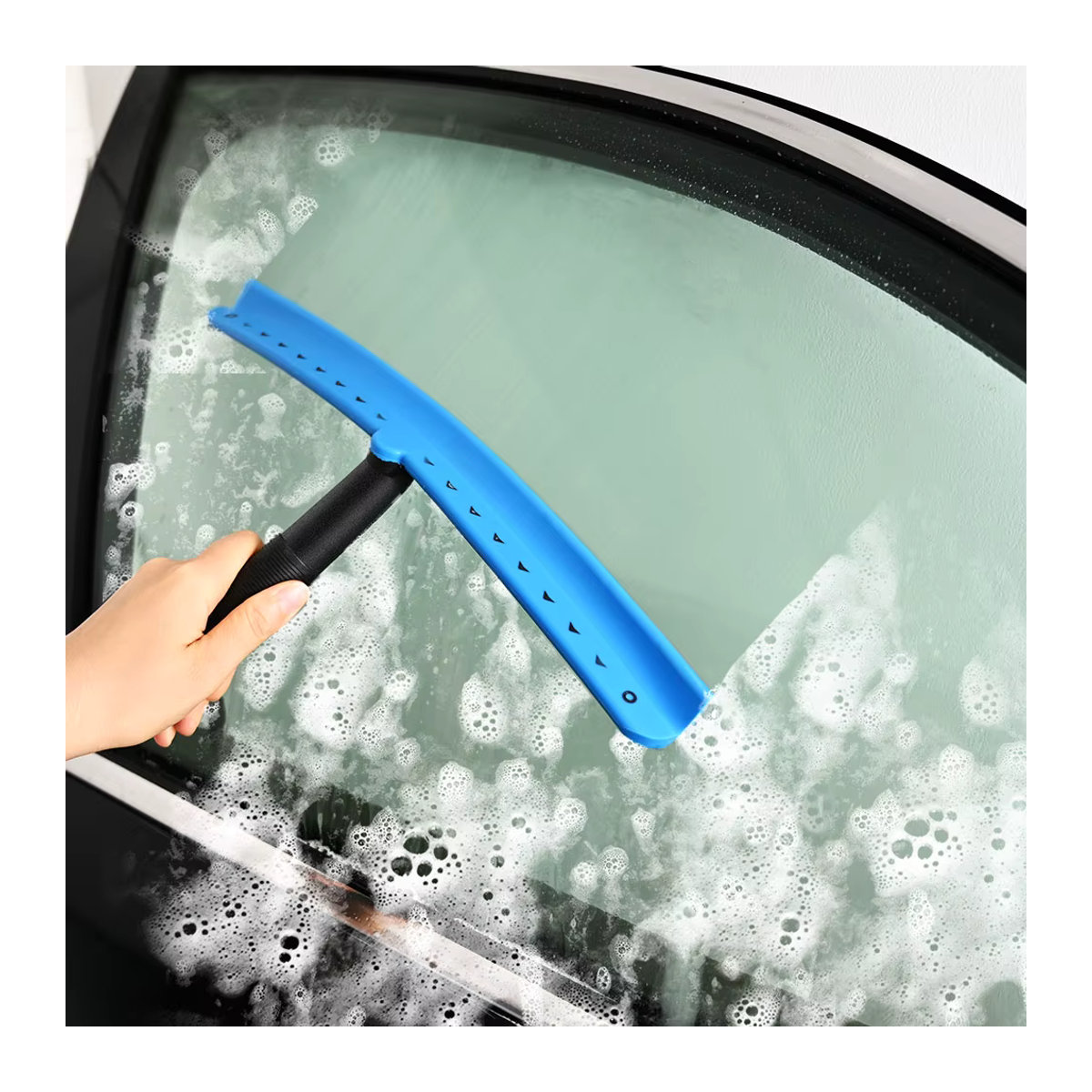 FOSHIO T-Shape Duschabzieher in Blau für Glas und Spiegel mit Wandbehang und Griff - Bild 3